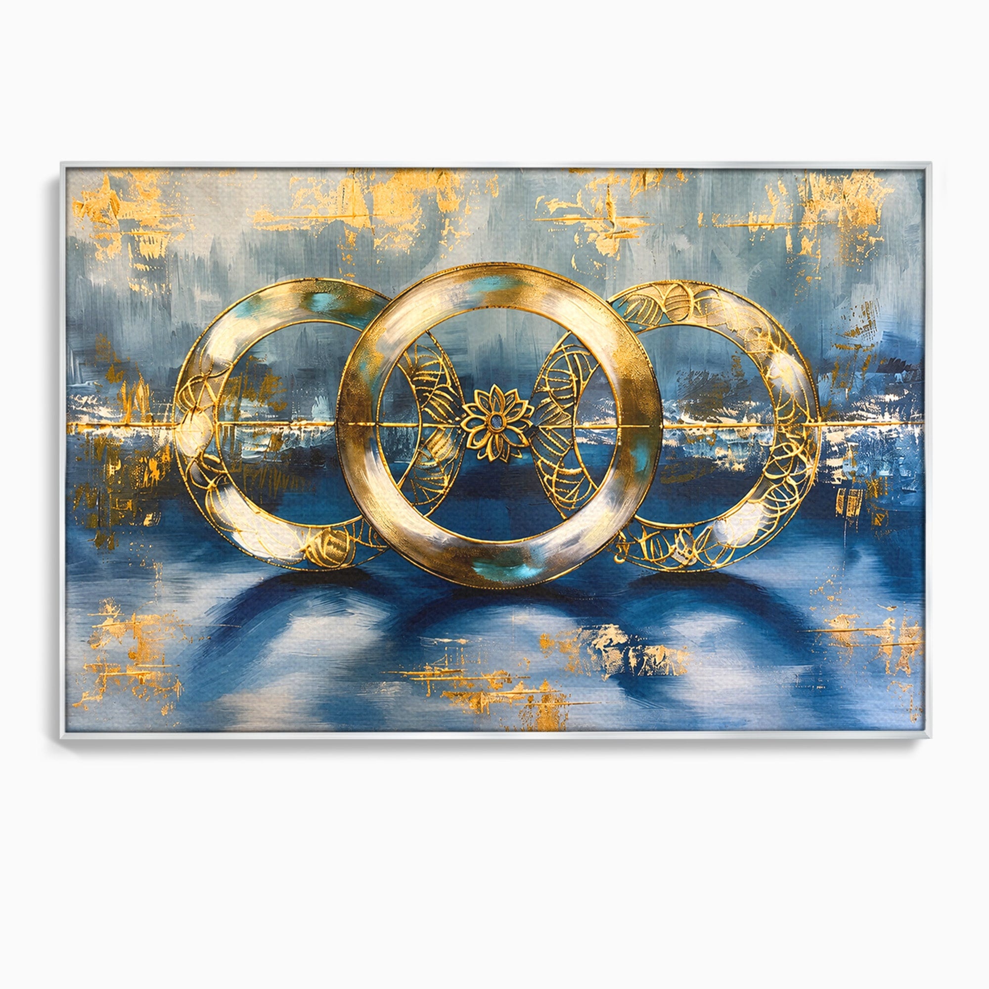 Tablou Canvas Premium LuxCanva® C1399, Cercuri Aurii Abstracte, Abstract, Cercuri, Auriu, Modern, Living, Culori Vibrante