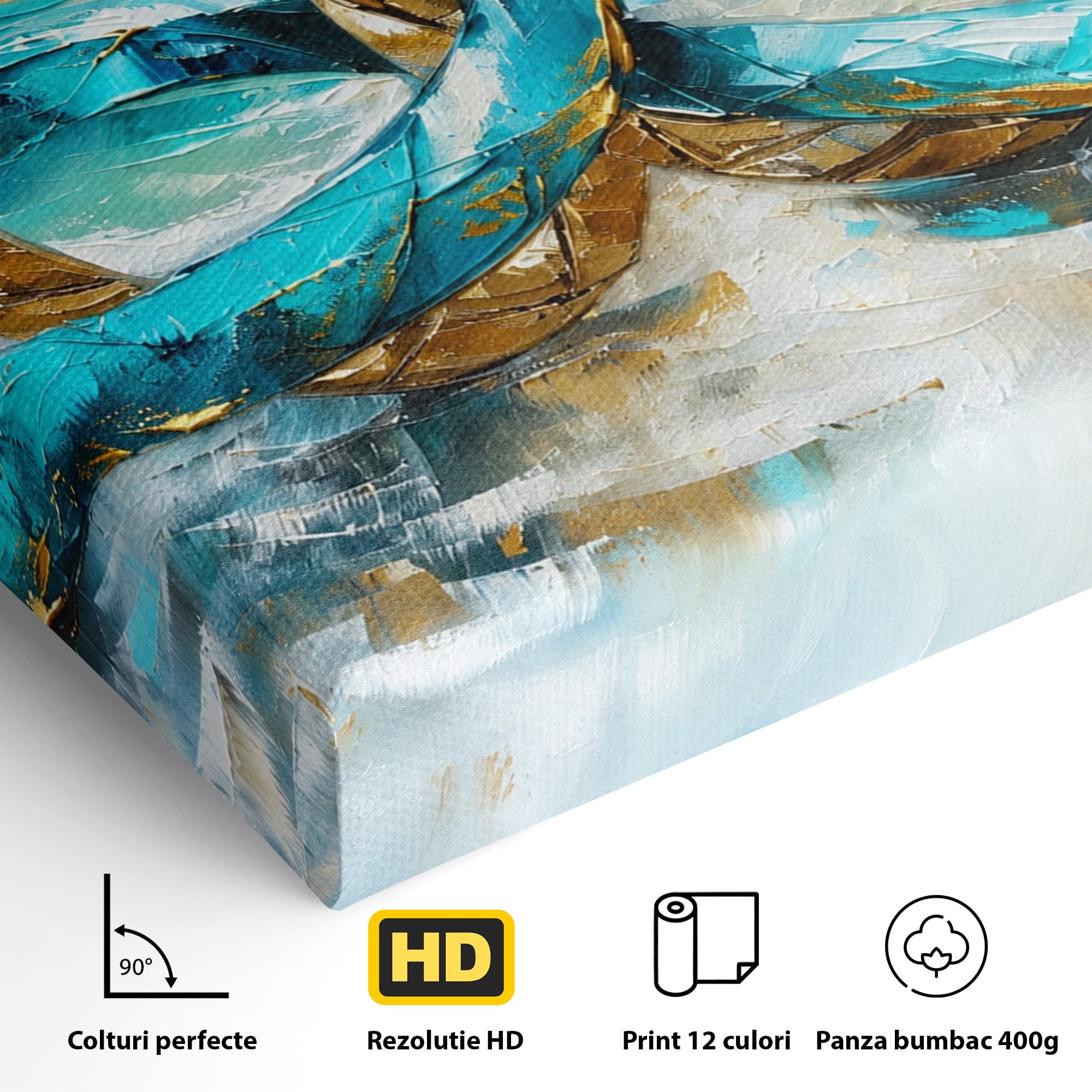 Tablou Canvas Premium LuxCanva® C1400, Inele De Aur, Inele, Abstract, Aur, Dragoste, Living, Dormitor, Culori Vibrante