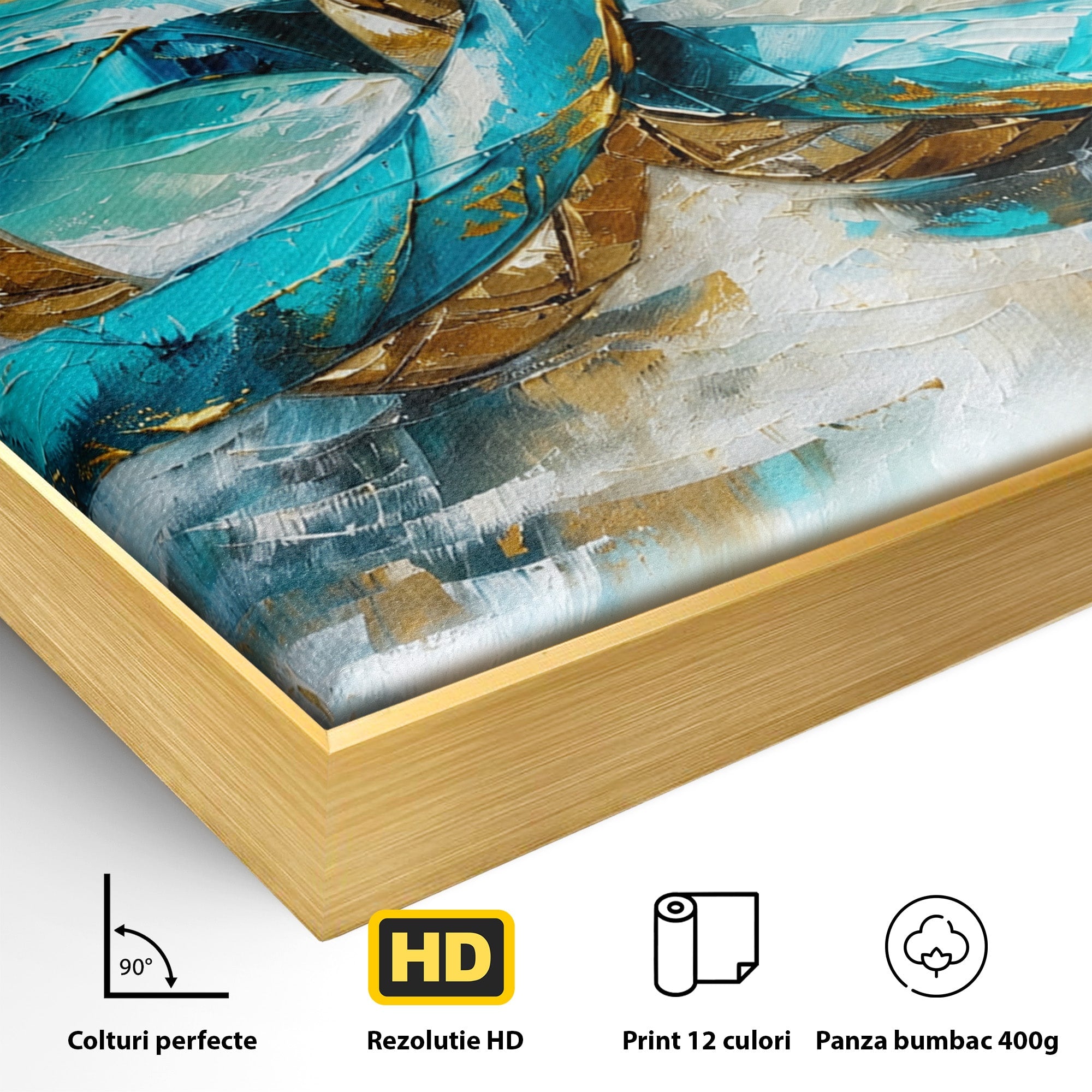 Tablou Canvas Premium LuxCanva® C1400, Inele De Aur, Inele, Abstract, Aur, Dragoste, Living, Dormitor, Culori Vibrante