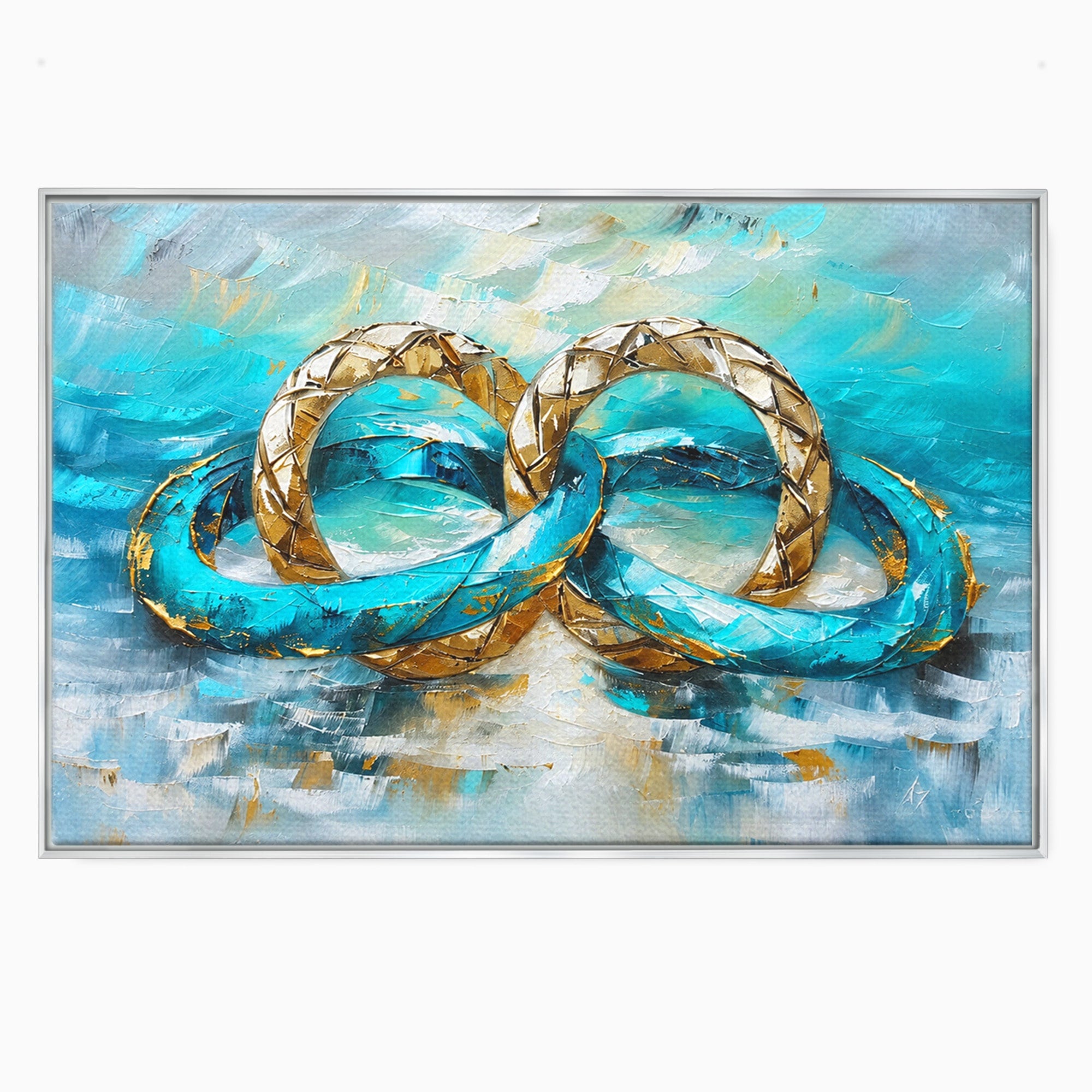 Tablou Canvas Premium LuxCanva® C1400, Inele De Aur, Inele, Abstract, Aur, Dragoste, Living, Dormitor, Culori Vibrante