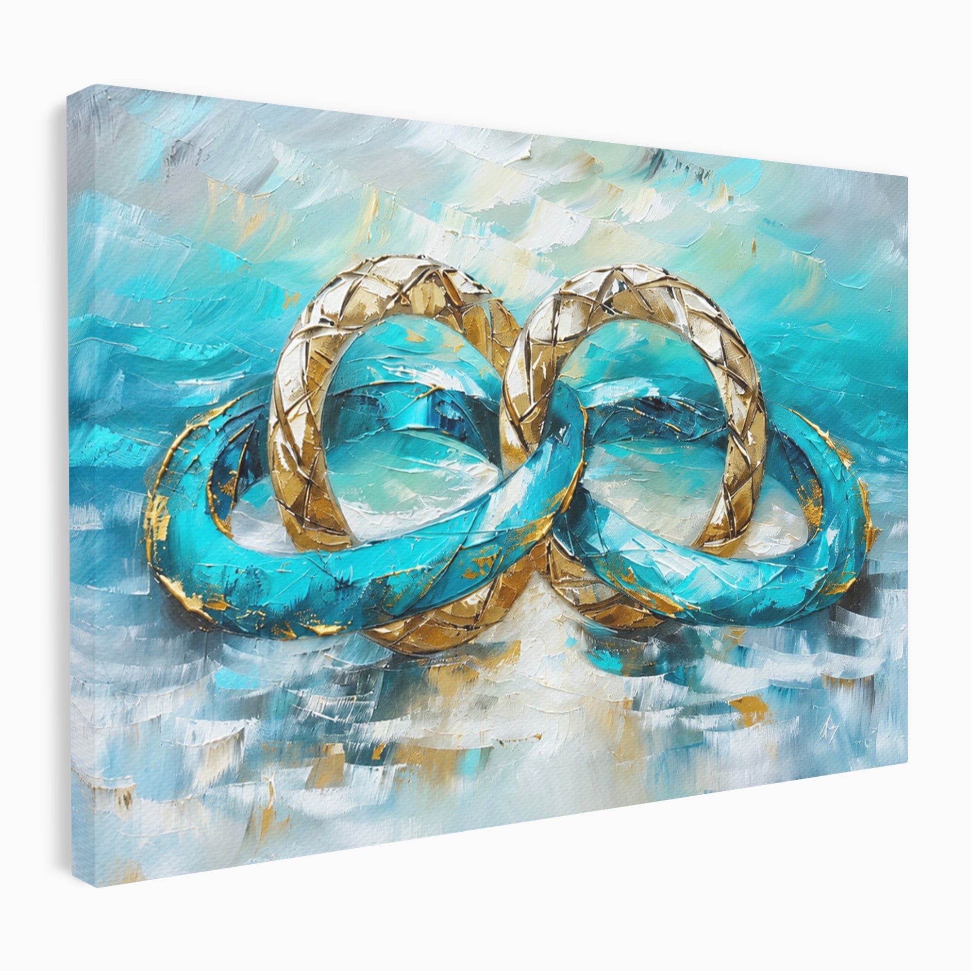 Tablou Canvas Premium LuxCanva® C1400, Inele De Aur, Inele, Abstract, Aur, Dragoste, Living, Dormitor, Culori Vibrante