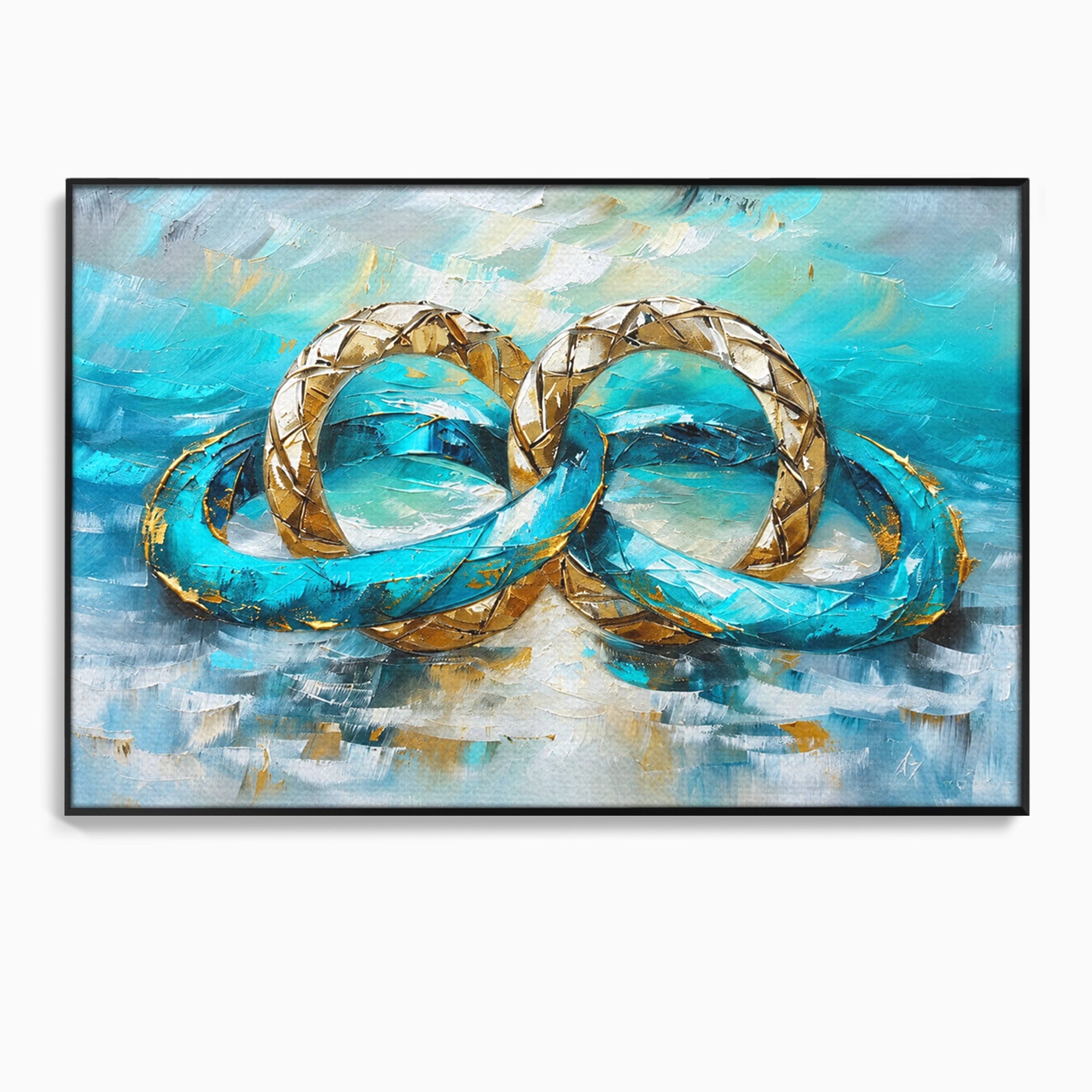 Tablou Canvas Premium LuxCanva® C1400, Inele De Aur, Inele, Abstract, Aur, Dragoste, Living, Dormitor, Culori Vibrante