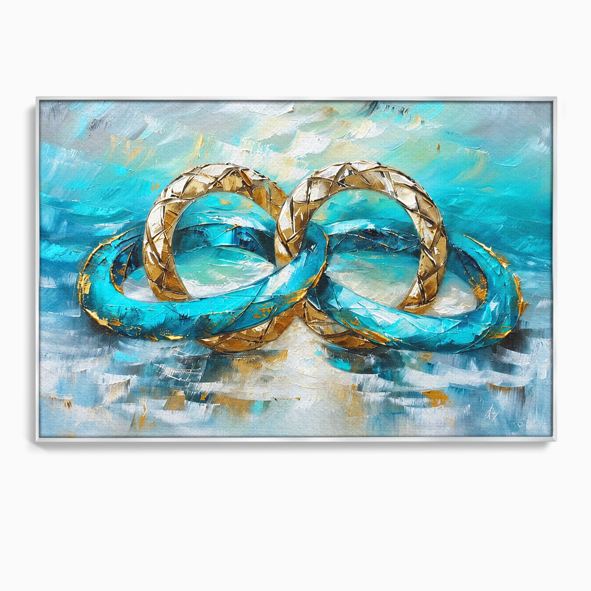 Tablou Canvas Premium LuxCanva® C1400, Inele De Aur, Inele, Abstract, Aur, Dragoste, Living, Dormitor, Culori Vibrante
