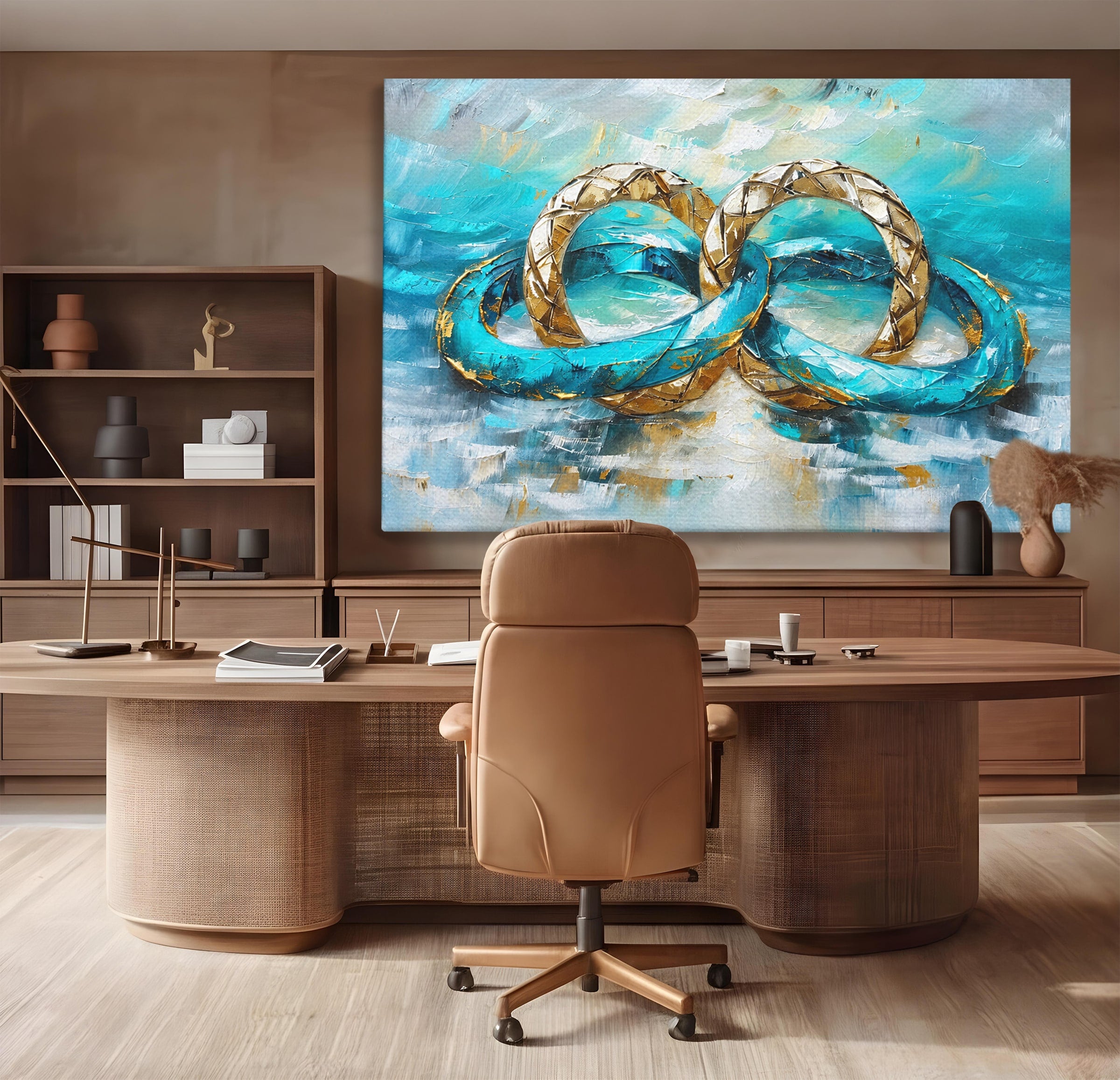 Tablou Canvas Premium LuxCanva® C1400, Inele De Aur, Inele, Abstract, Aur, Dragoste, Living, Dormitor, Culori Vibrante