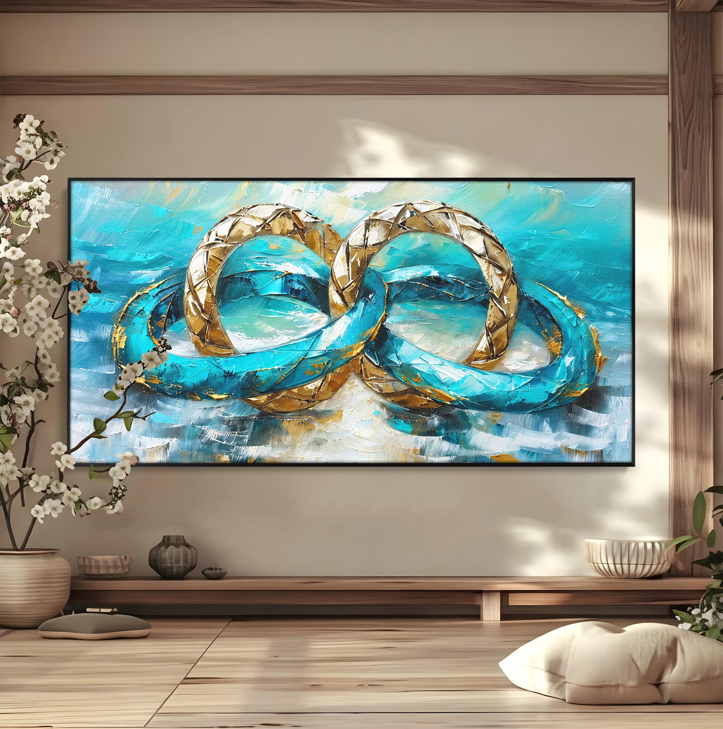 Tablou Canvas Premium LuxCanva® C1400, Inele De Aur, Inele, Abstract, Aur, Dragoste, Living, Dormitor, Culori Vibrante