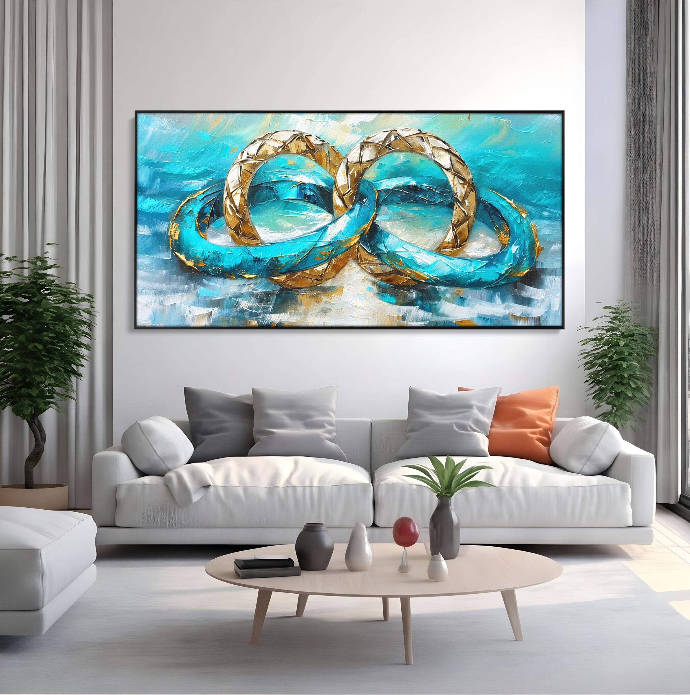 Tablou Canvas Premium LuxCanva® C1400, Inele De Aur, Inele, Abstract, Aur, Dragoste, Living, Dormitor, Culori Vibrante