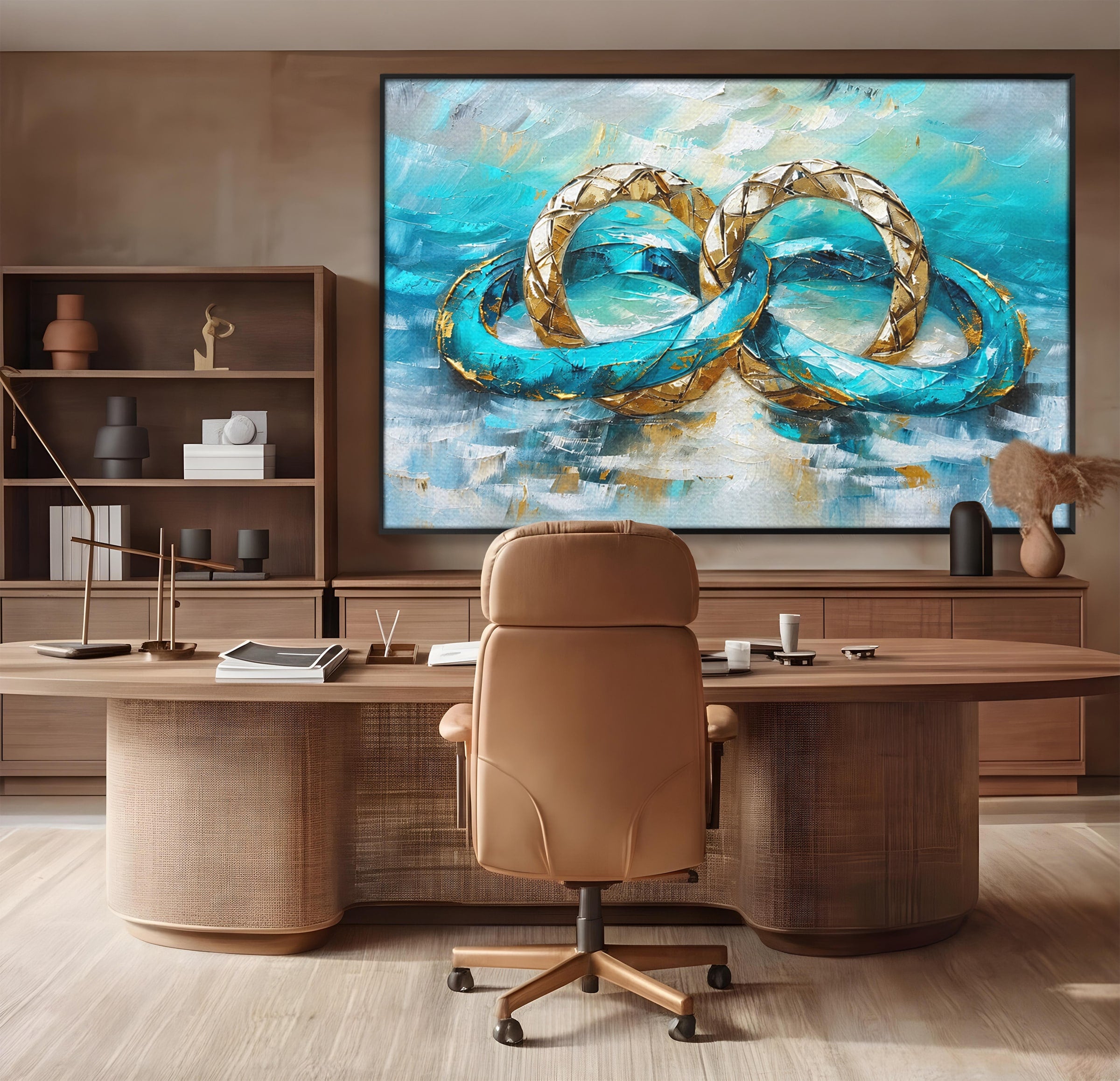 Tablou Canvas Premium LuxCanva® C1400, Inele De Aur, Inele, Abstract, Aur, Dragoste, Living, Dormitor, Culori Vibrante