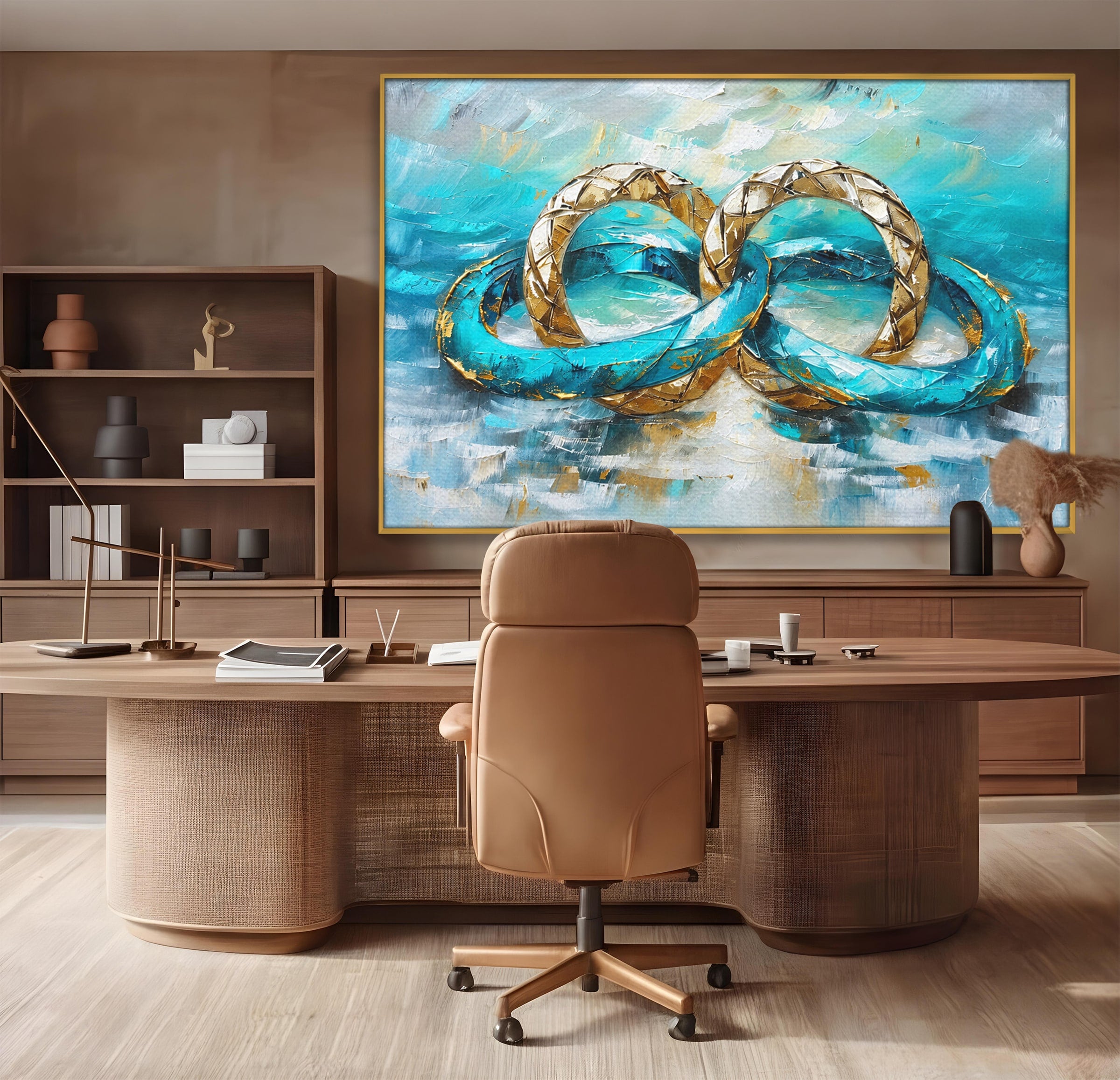 Tablou Canvas Premium LuxCanva® C1400, Inele De Aur, Inele, Abstract, Aur, Dragoste, Living, Dormitor, Culori Vibrante