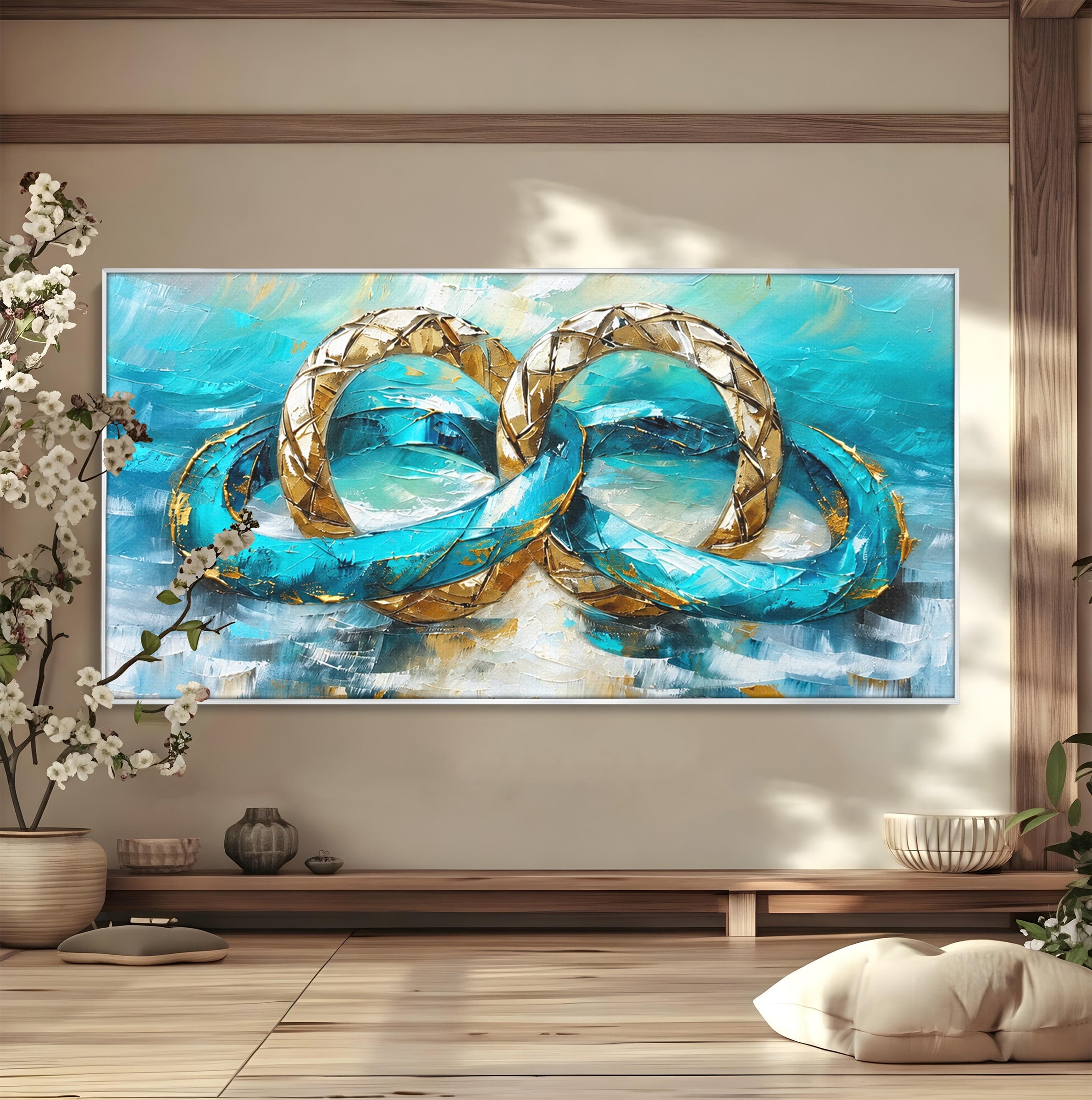 Tablou Canvas Premium LuxCanva® C1400, Inele De Aur, Inele, Abstract, Aur, Dragoste, Living, Dormitor, Culori Vibrante