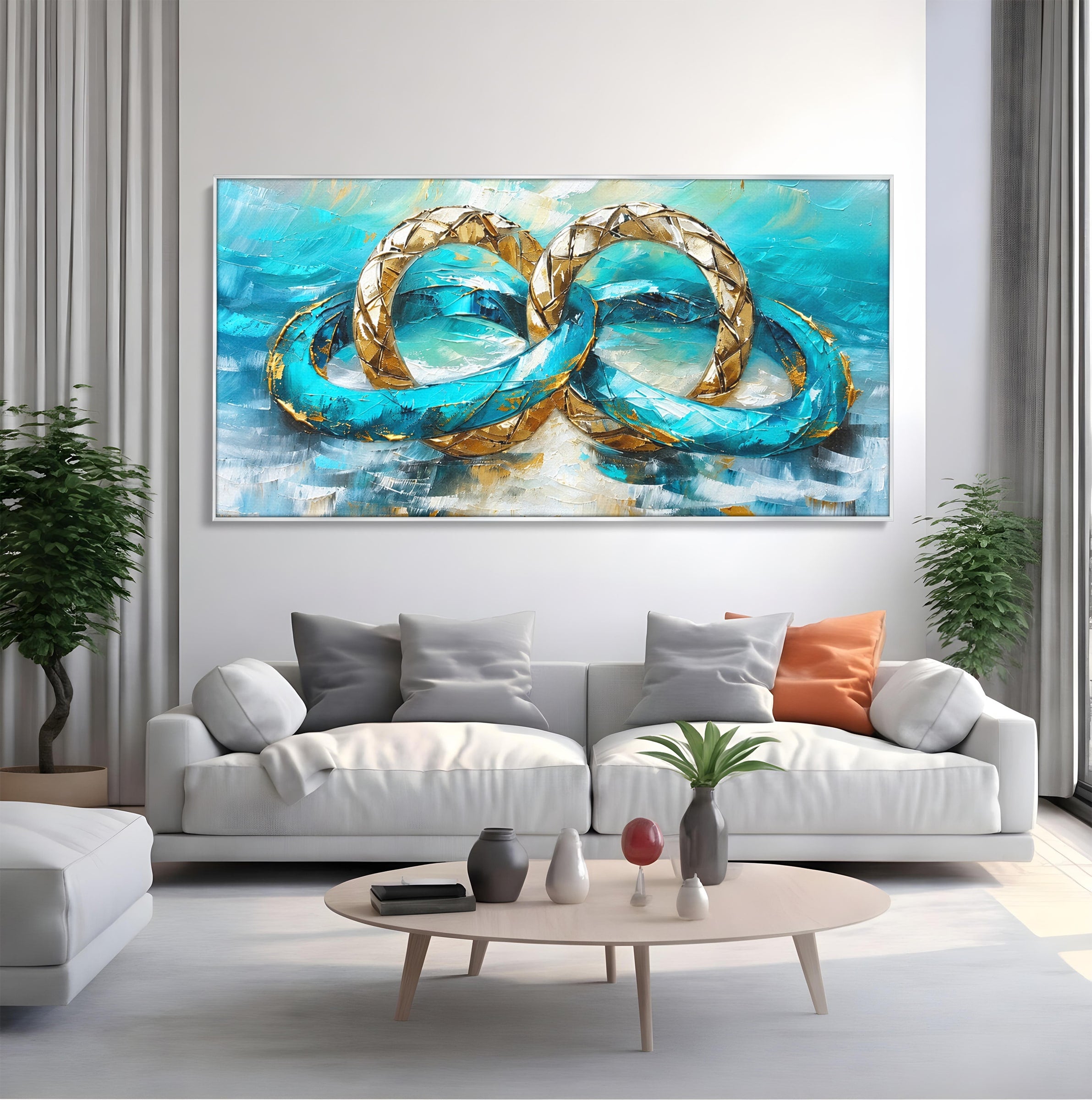 Tablou Canvas Premium LuxCanva® C1400, Inele De Aur, Inele, Abstract, Aur, Dragoste, Living, Dormitor, Culori Vibrante