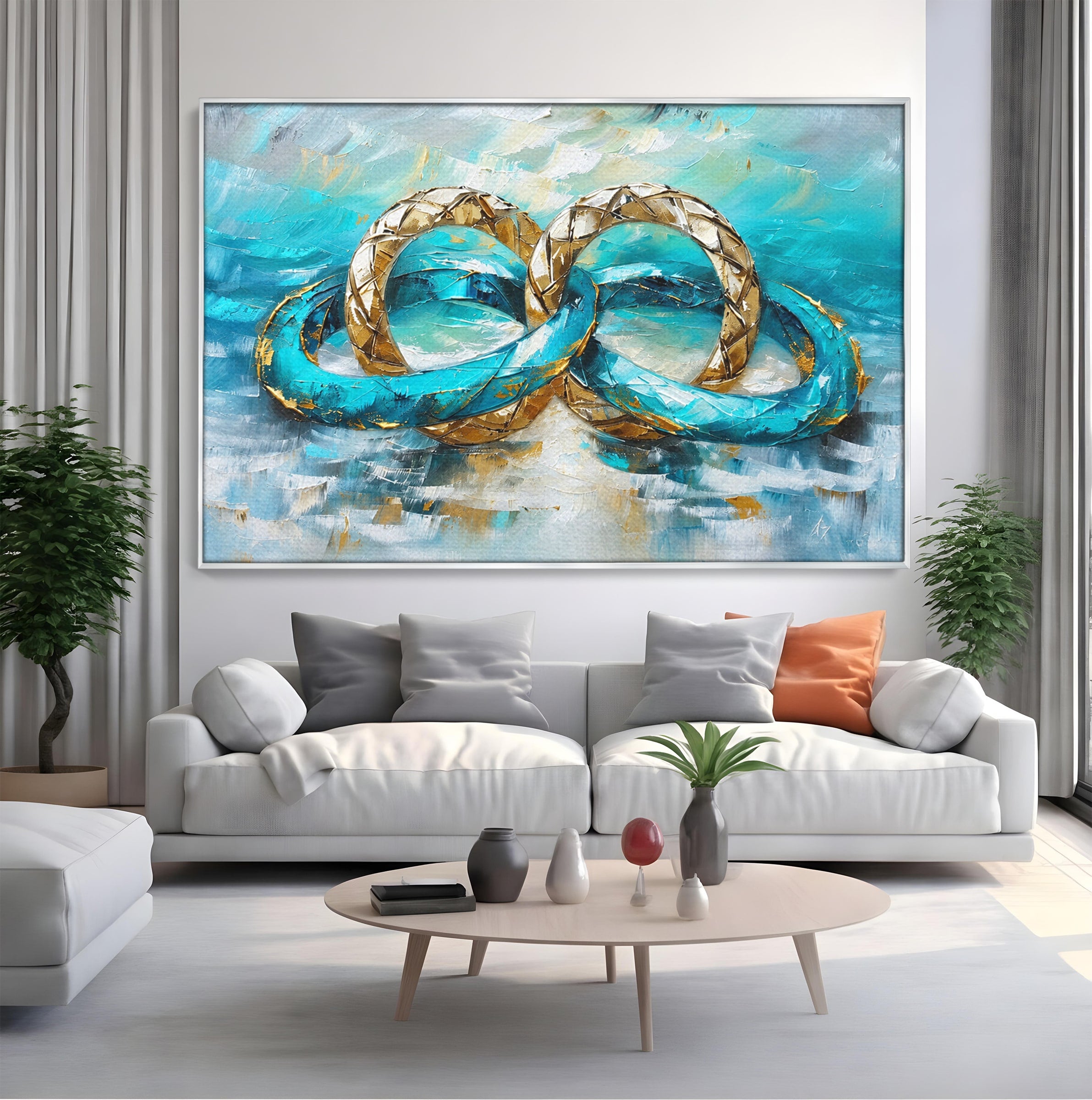 Tablou Canvas Premium LuxCanva® C1400, Inele De Aur, Inele, Abstract, Aur, Dragoste, Living, Dormitor, Culori Vibrante