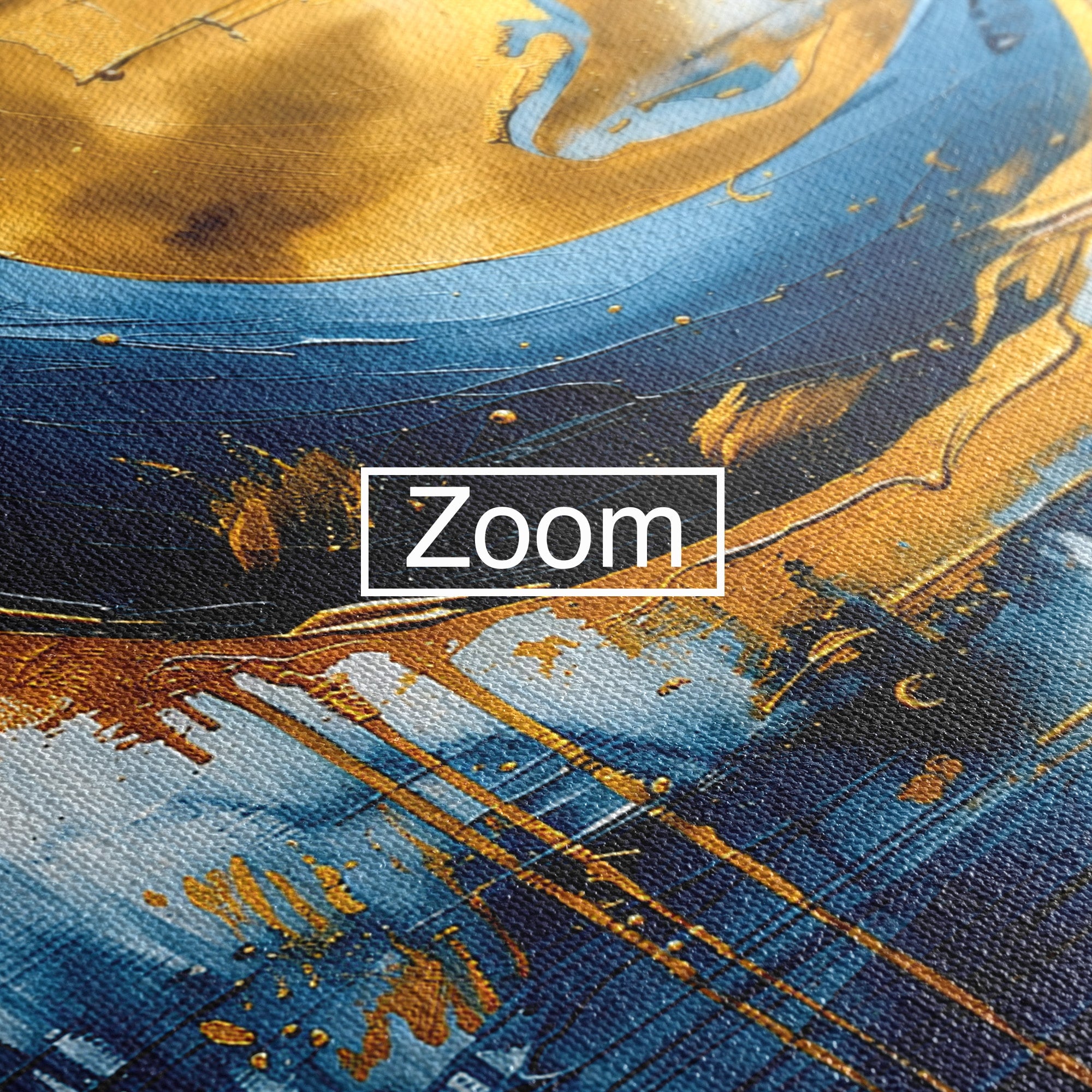 Tablou Canvas Premium LuxCanva® C1401, Luna Aurie, Luna, Abstract, Auriu, Albastru, Living, Dormitor, Culori Vibrante