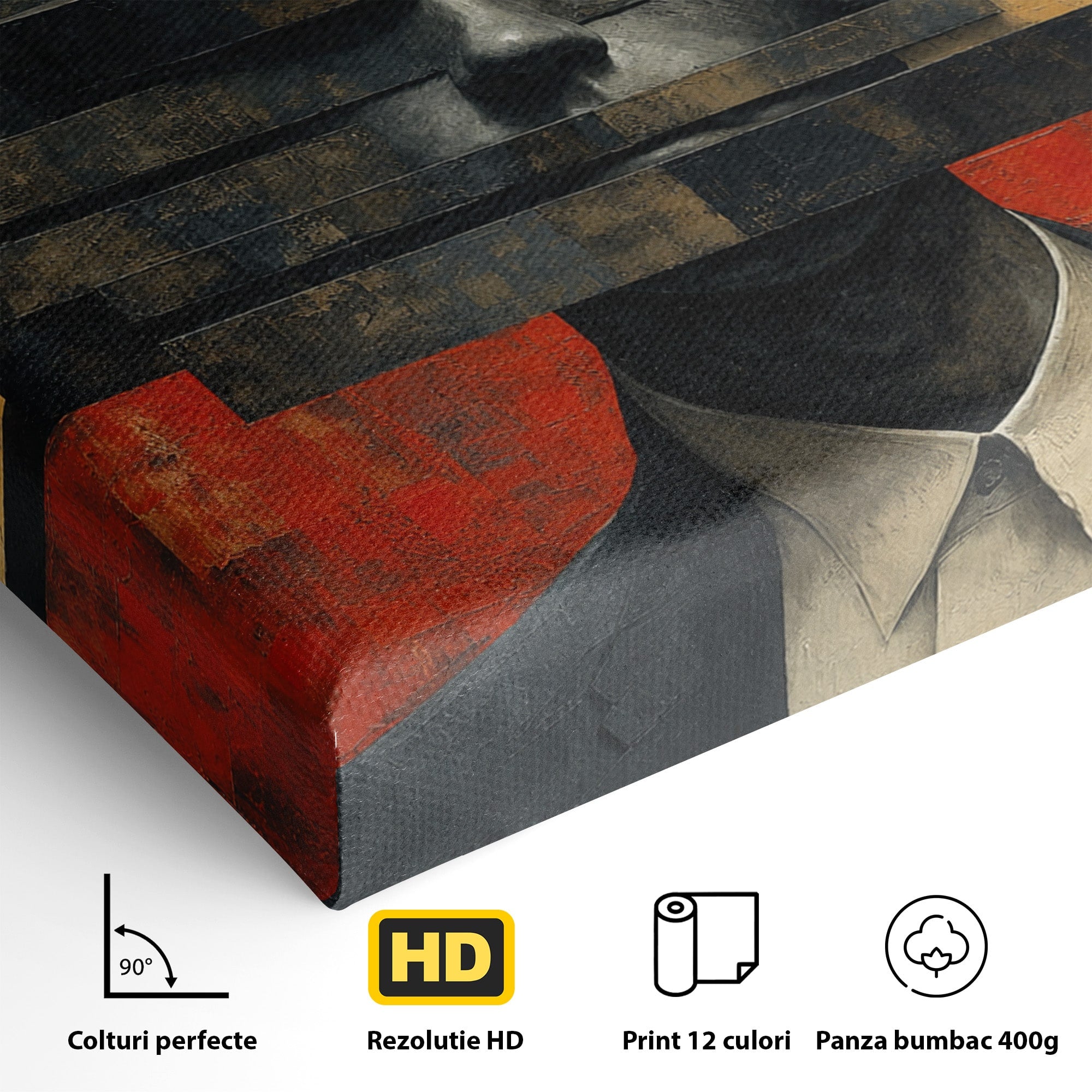 Tablou Canvas Premium LuxCanva® C1402, Omul Cu Palarie Abstracta, Om, Abstract, Palarie, Portret, Birou, Culori Vibrante