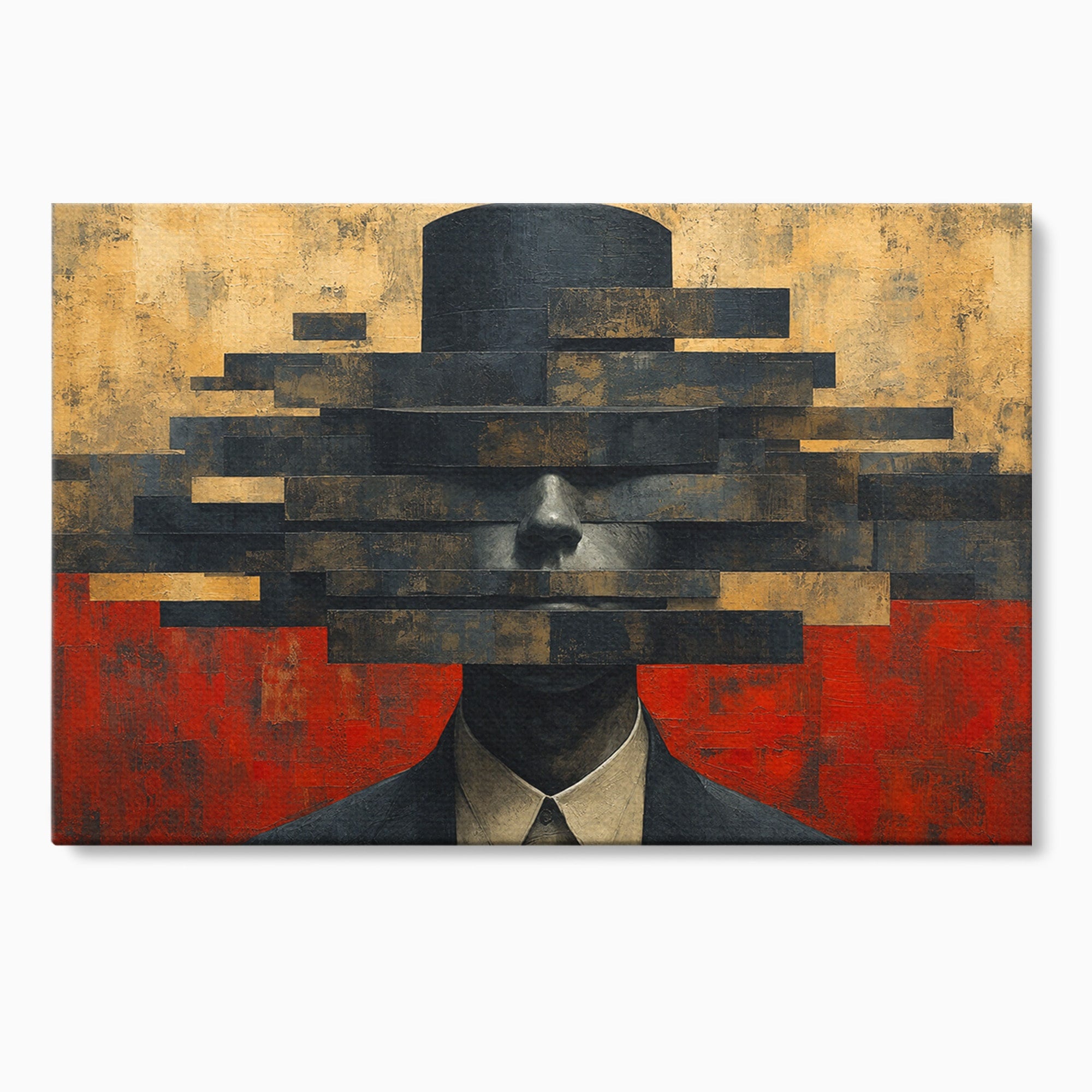 Tablou Canvas Premium LuxCanva® C1402, Omul Cu Palarie Abstracta, Om, Abstract, Palarie, Portret, Birou, Culori Vibrante