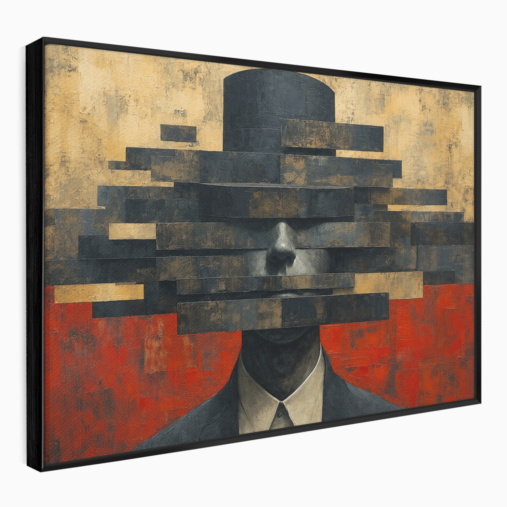 Tablou Canvas Premium LuxCanva® C1402, Omul Cu Palarie Abstracta, Om, Abstract, Palarie, Portret, Birou, Culori Vibrante
