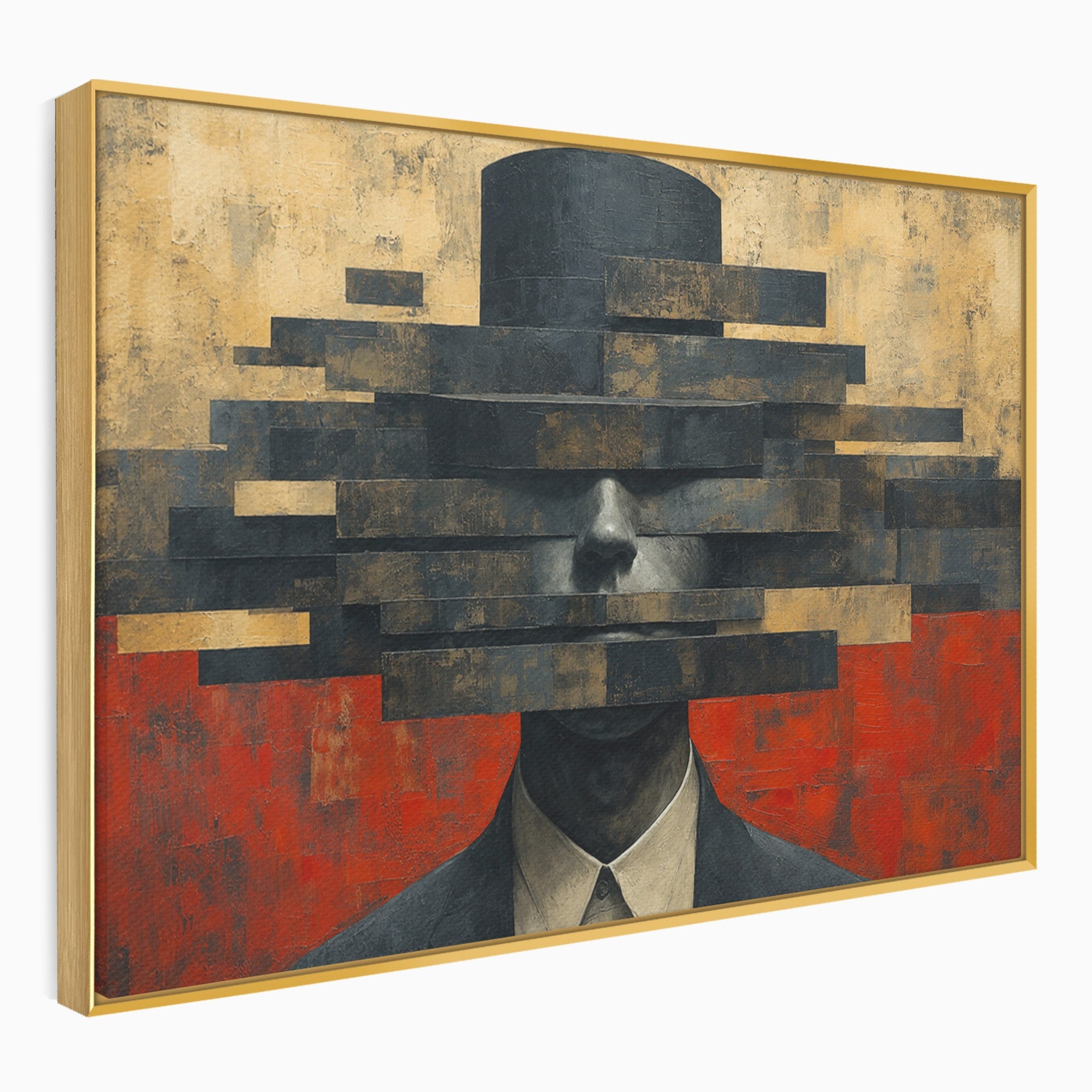 Tablou Canvas Premium LuxCanva® C1402, Omul Cu Palarie Abstracta, Om, Abstract, Palarie, Portret, Birou, Culori Vibrante