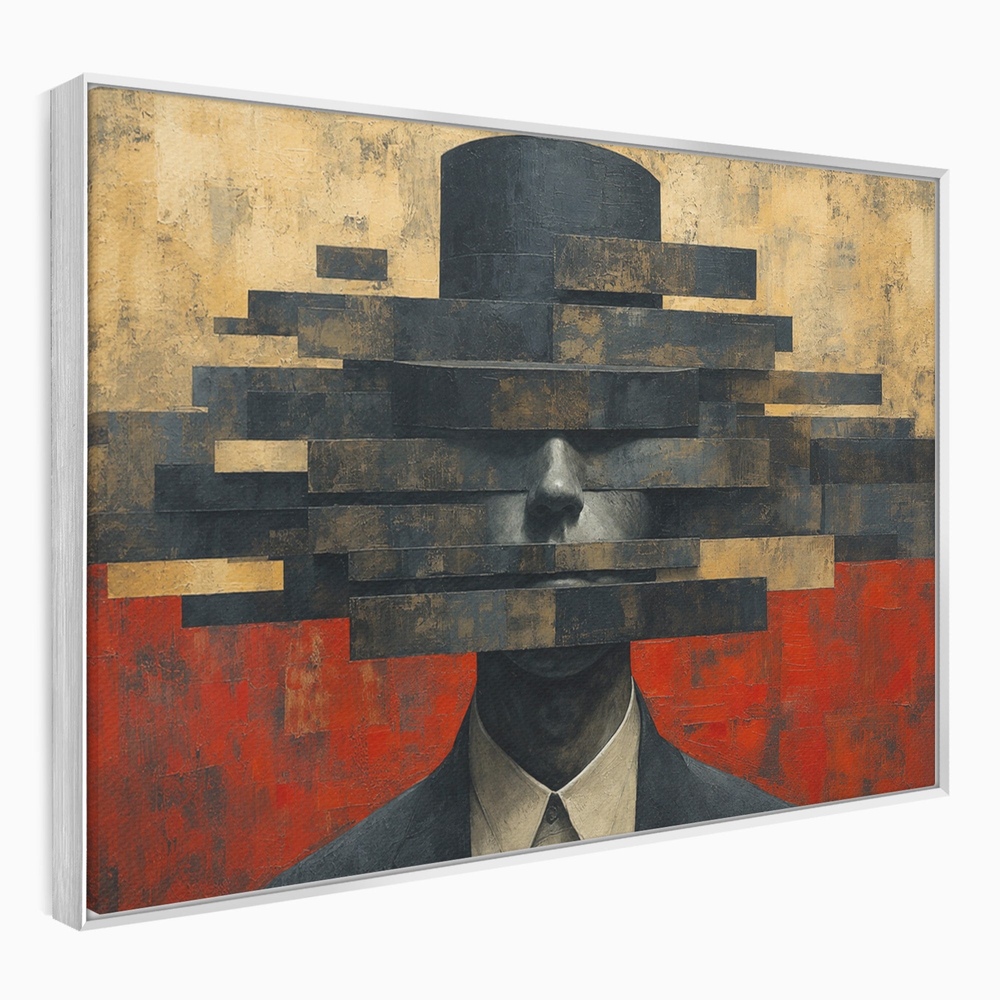 Tablou Canvas Premium LuxCanva® C1402, Omul Cu Palarie Abstracta, Om, Abstract, Palarie, Portret, Birou, Culori Vibrante