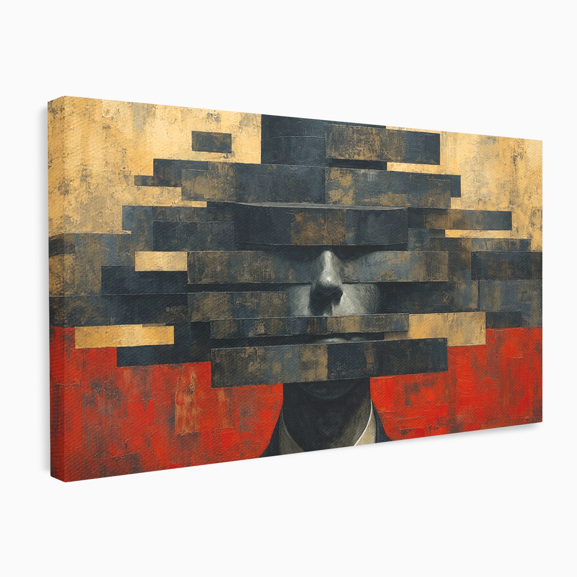 Tablou Canvas Premium LuxCanva® C1402, Omul Cu Palarie Abstracta, Om, Abstract, Palarie, Portret, Birou, Culori Vibrante