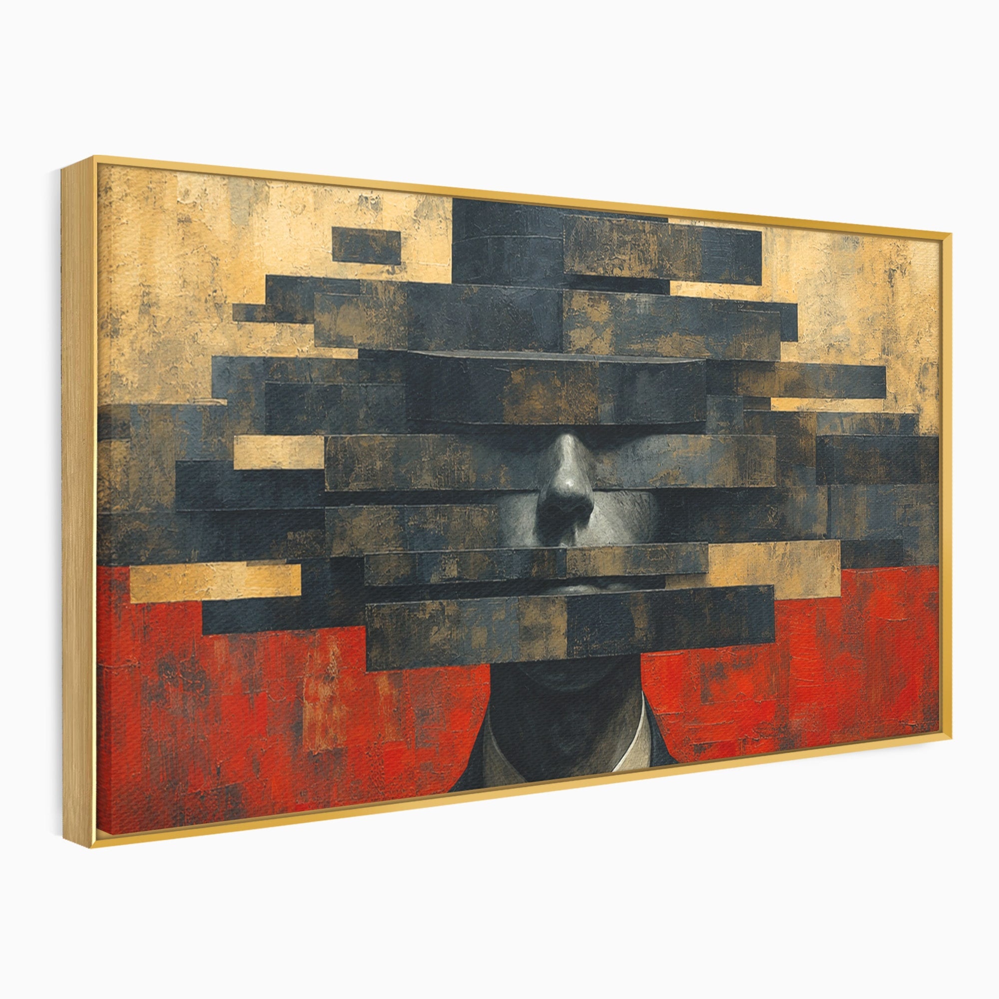 Tablou Canvas Premium LuxCanva® C1402, Omul Cu Palarie Abstracta, Om, Abstract, Palarie, Portret, Birou, Culori Vibrante
