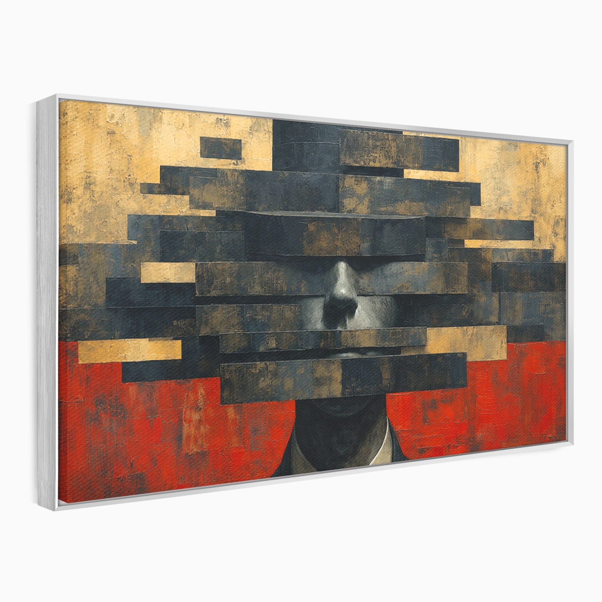 Tablou Canvas Premium LuxCanva® C1402, Omul Cu Palarie Abstracta, Om, Abstract, Palarie, Portret, Birou, Culori Vibrante