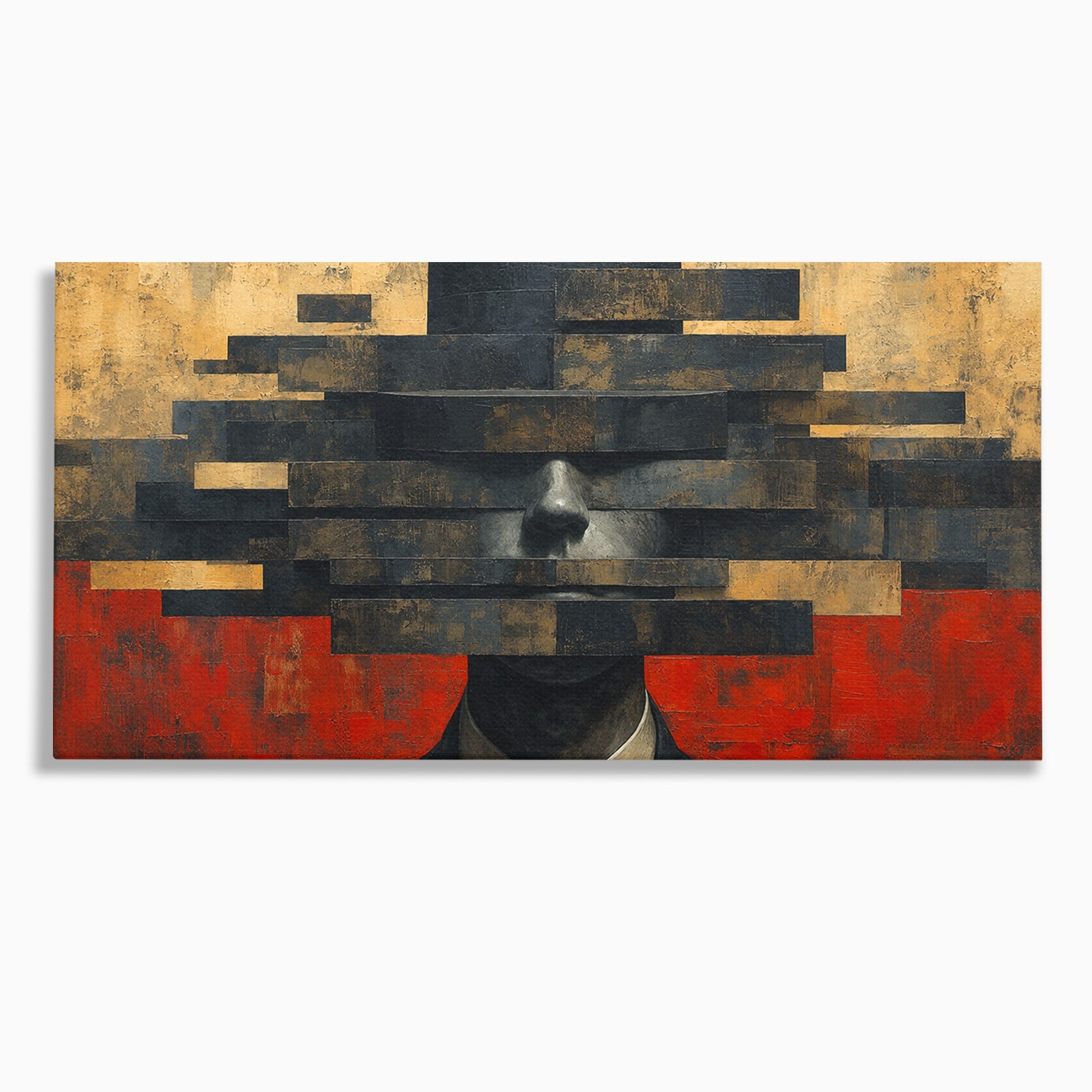 Tablou Canvas Premium LuxCanva® C1402, Omul Cu Palarie Abstracta, Om, Abstract, Palarie, Portret, Birou, Culori Vibrante