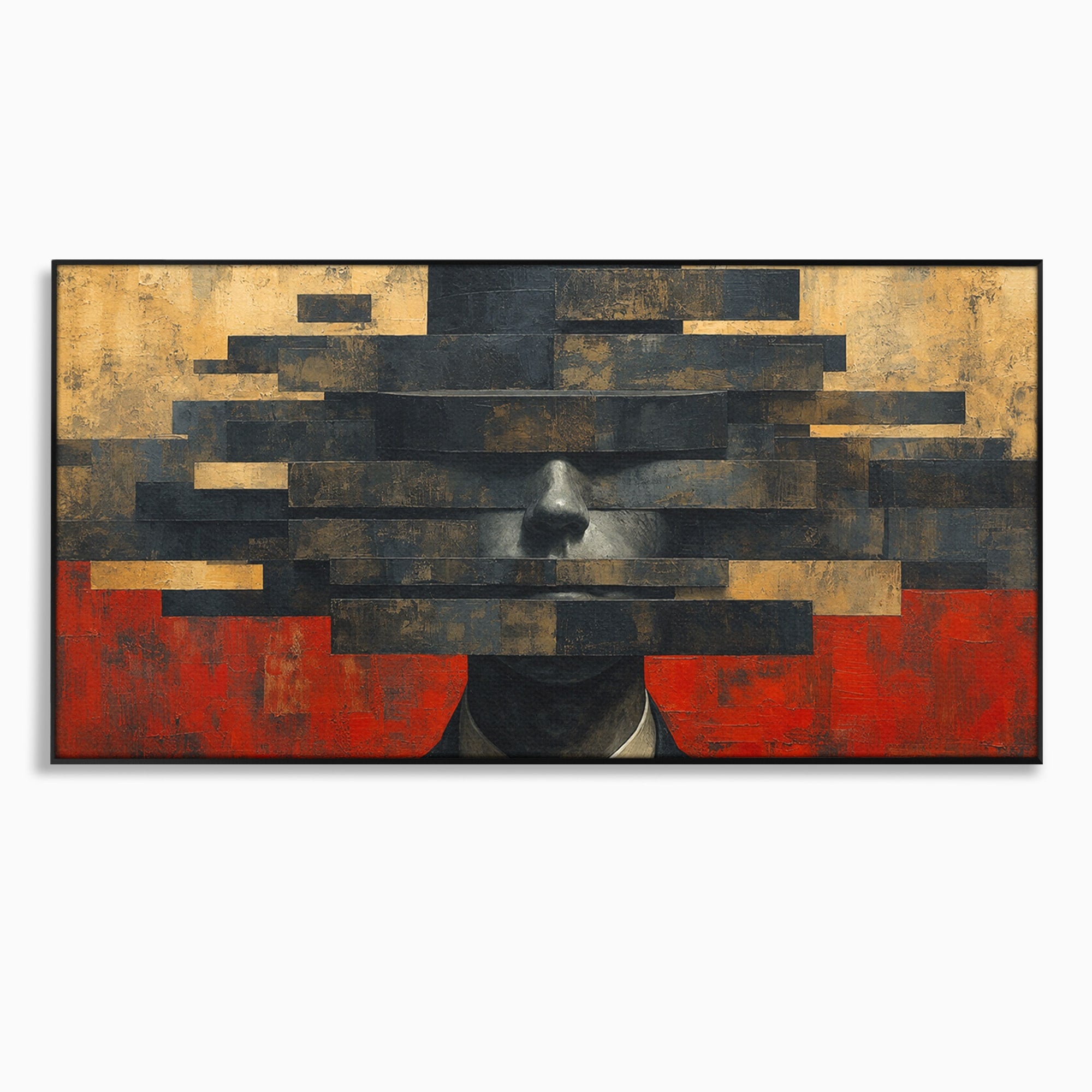 Tablou Canvas Premium LuxCanva® C1402, Omul Cu Palarie Abstracta, Om, Abstract, Palarie, Portret, Birou, Culori Vibrante