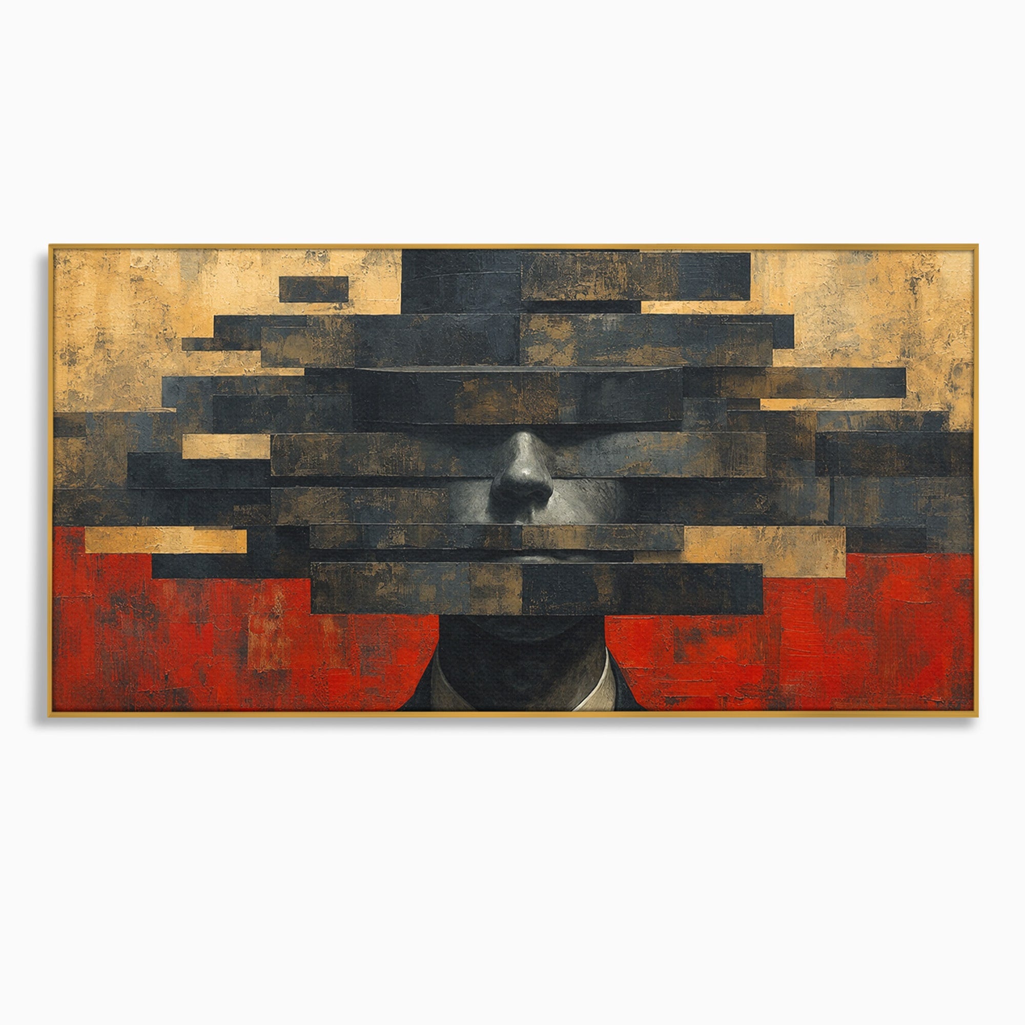 Tablou Canvas Premium LuxCanva® C1402, Omul Cu Palarie Abstracta, Om, Abstract, Palarie, Portret, Birou, Culori Vibrante