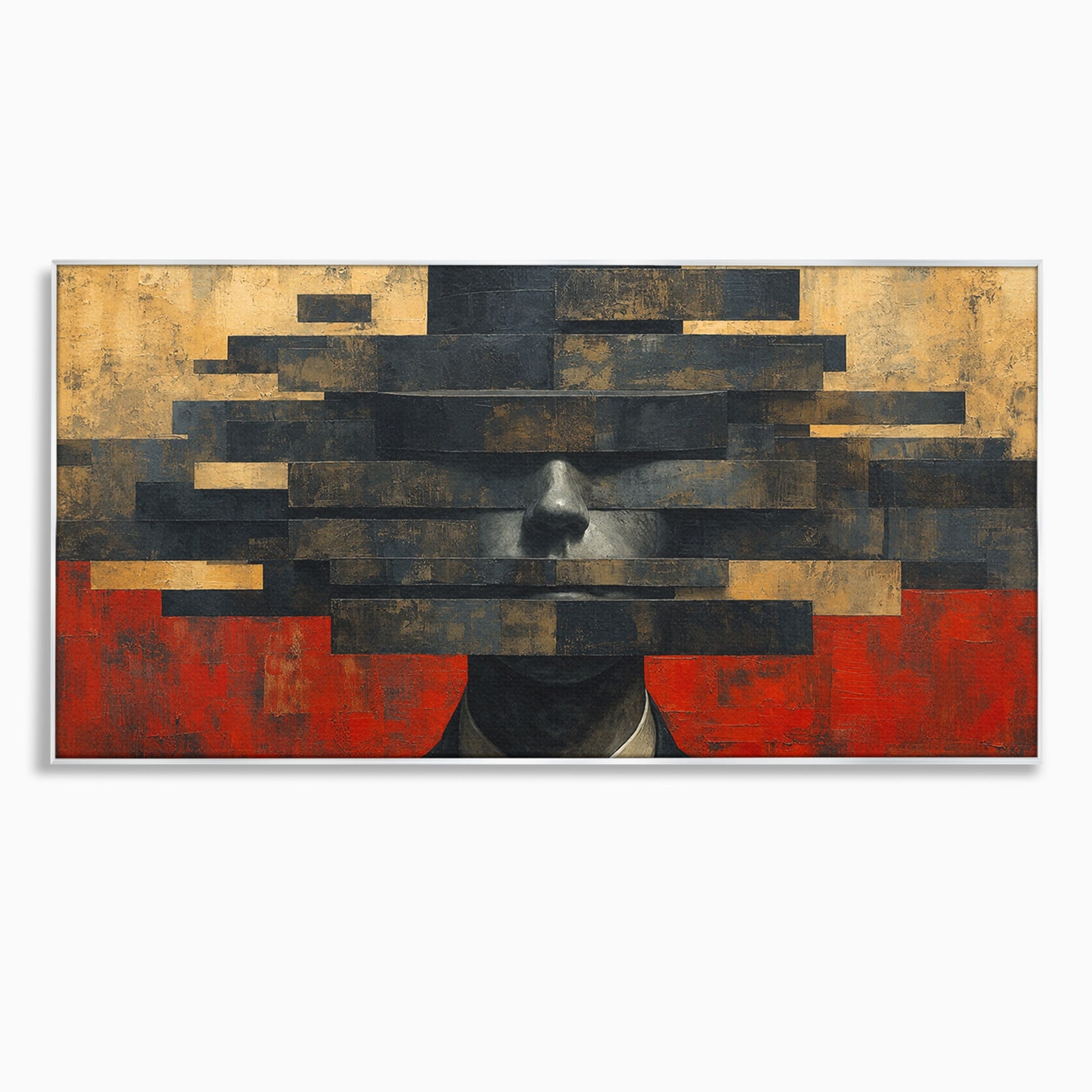 Tablou Canvas Premium LuxCanva® C1402, Omul Cu Palarie Abstracta, Om, Abstract, Palarie, Portret, Birou, Culori Vibrante