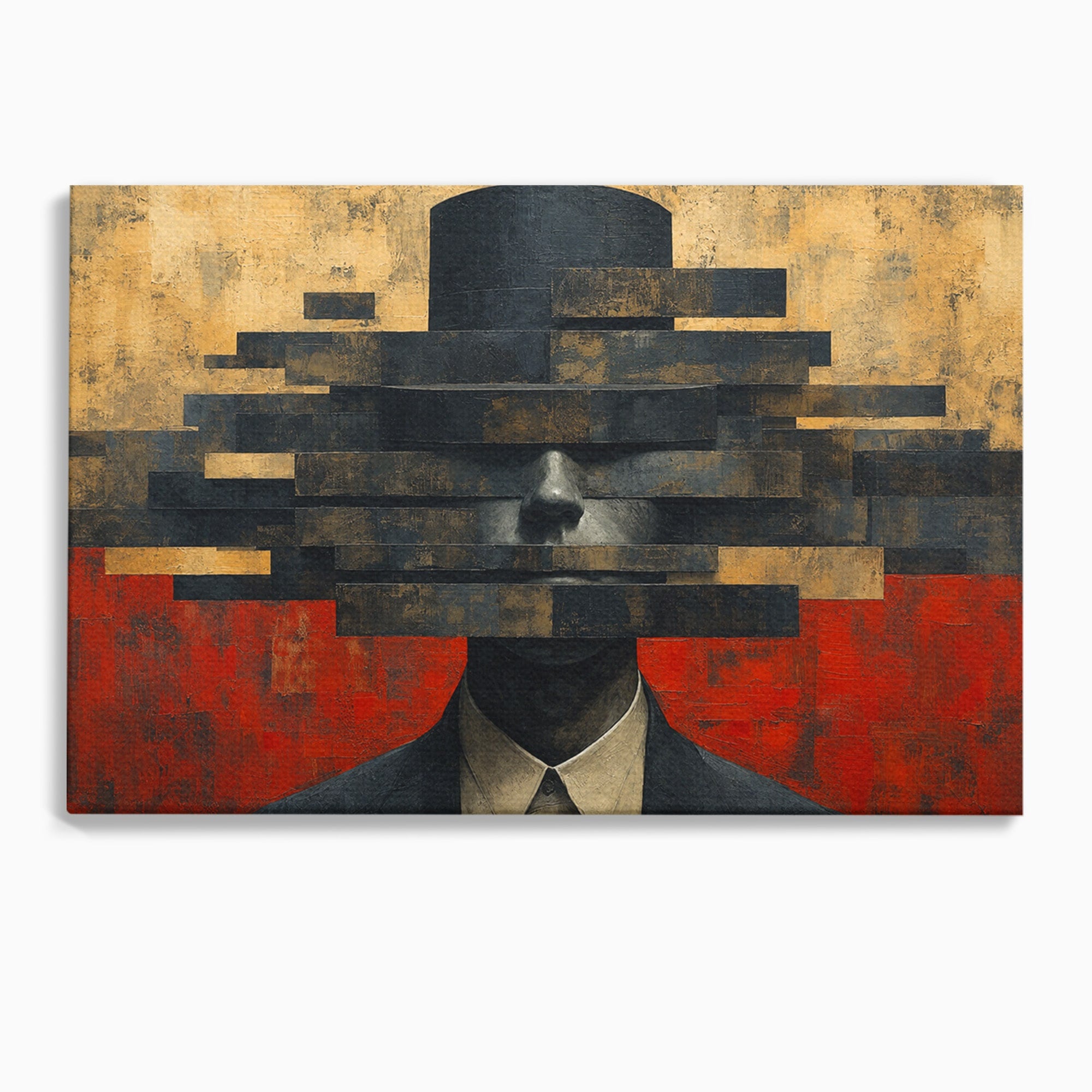 Tablou Canvas Premium LuxCanva® C1402, Omul Cu Palarie Abstracta, Om, Abstract, Palarie, Portret, Birou, Culori Vibrante