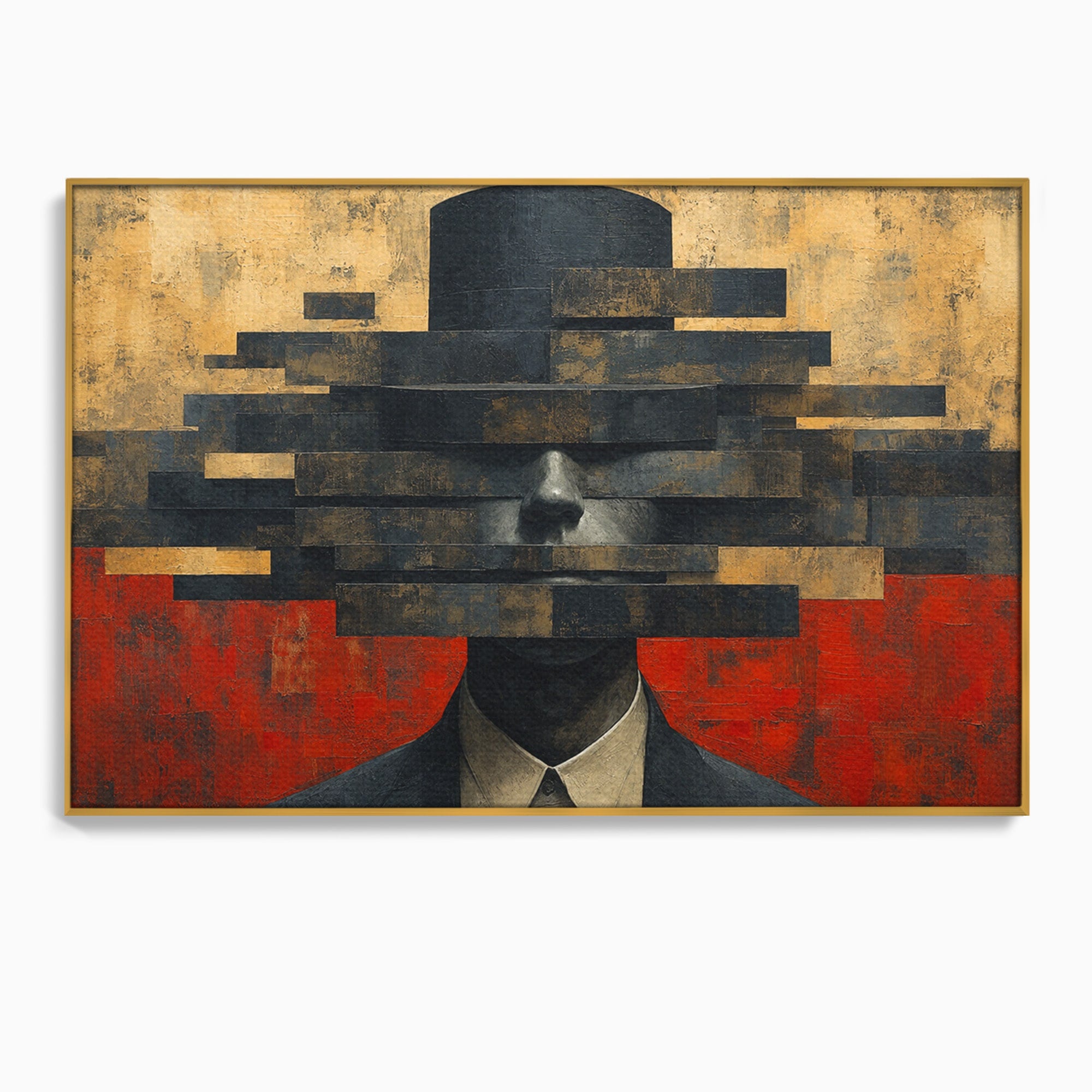 Tablou Canvas Premium LuxCanva® C1402, Omul Cu Palarie Abstracta, Om, Abstract, Palarie, Portret, Birou, Culori Vibrante