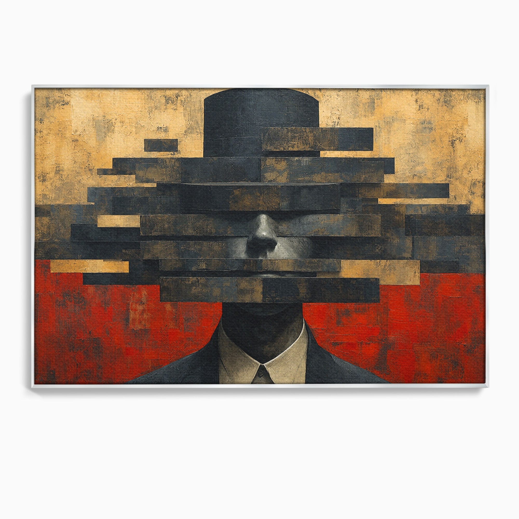 Tablou Canvas Premium LuxCanva® C1402, Omul Cu Palarie Abstracta, Om, Abstract, Palarie, Portret, Birou, Culori Vibrante