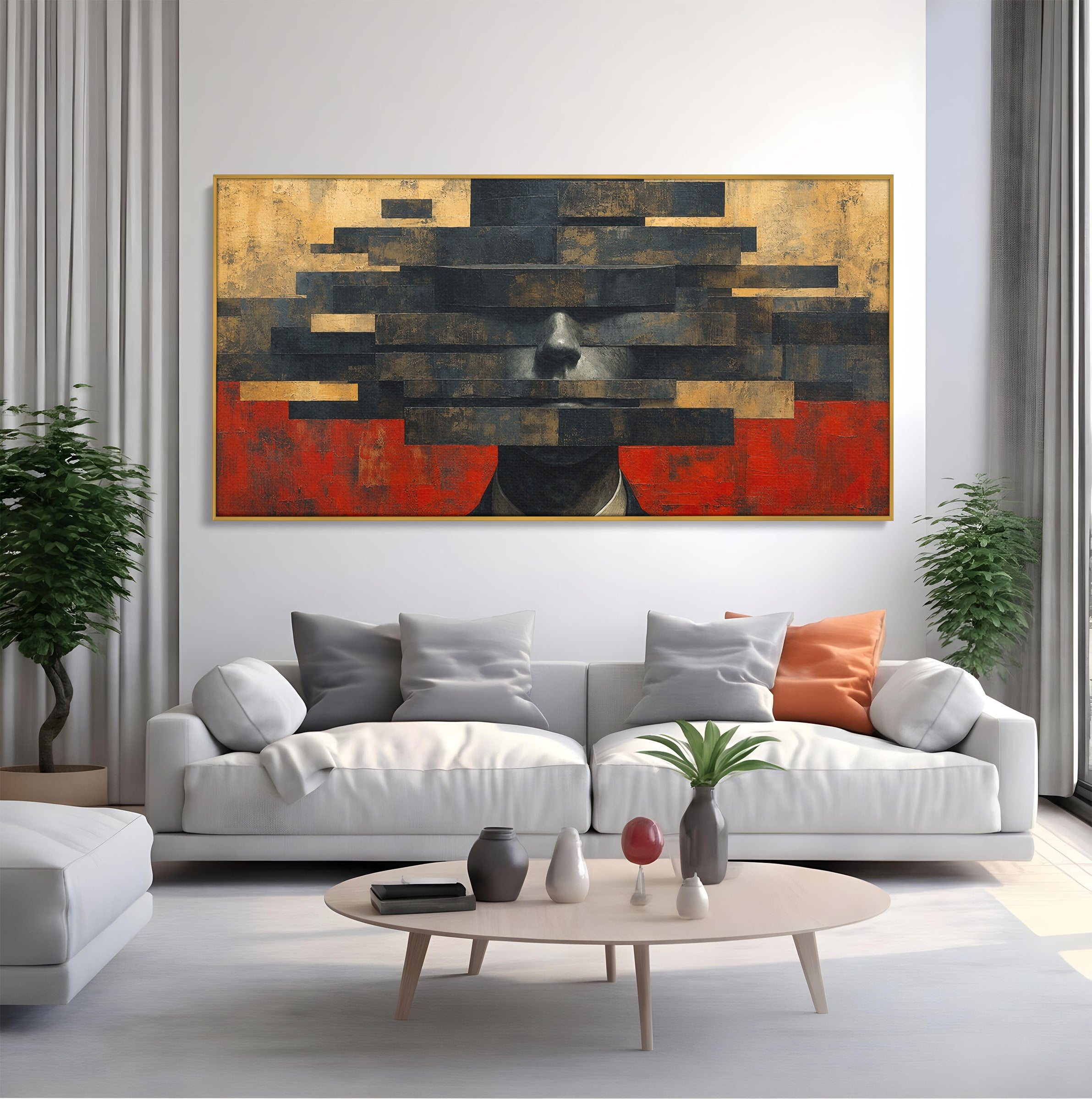Tablou Canvas Premium LuxCanva® C1402, Omul Cu Palarie Abstracta, Om, Abstract, Palarie, Portret, Birou, Culori Vibrante