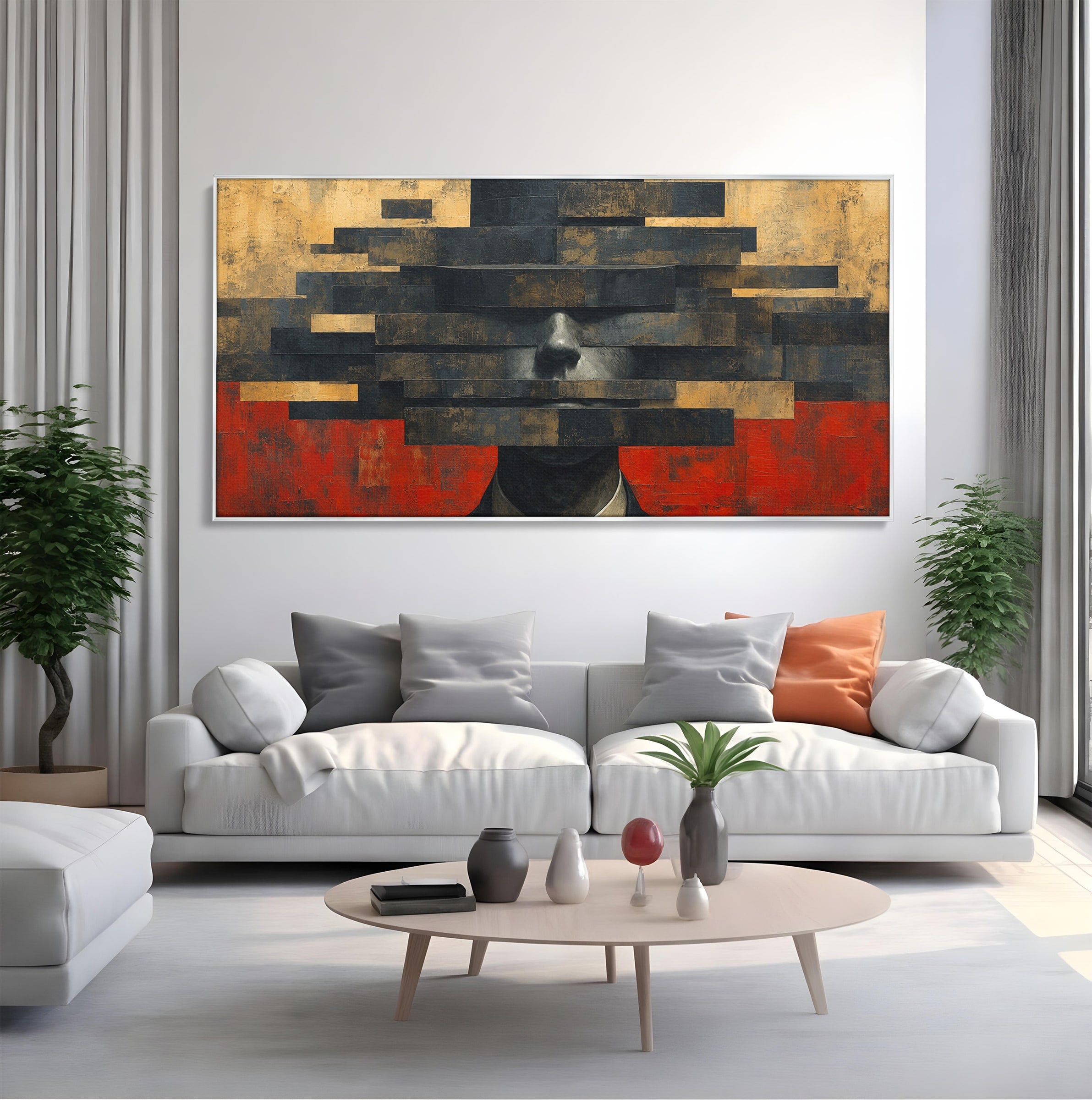 Tablou Canvas Premium LuxCanva® C1402, Omul Cu Palarie Abstracta, Om, Abstract, Palarie, Portret, Birou, Culori Vibrante