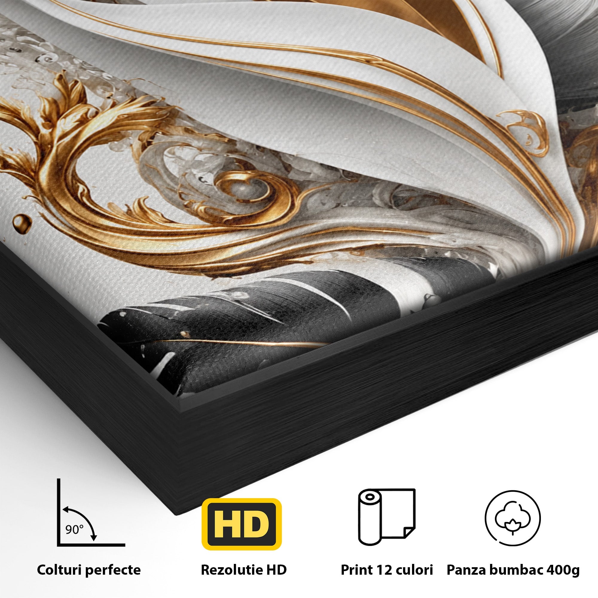 Tablou Canvas Premium LuxCanva® C1403, Armonie De Pene, Pene, Abstract, Eleganta, Arta Moderna, Living, Culori Vibrante
