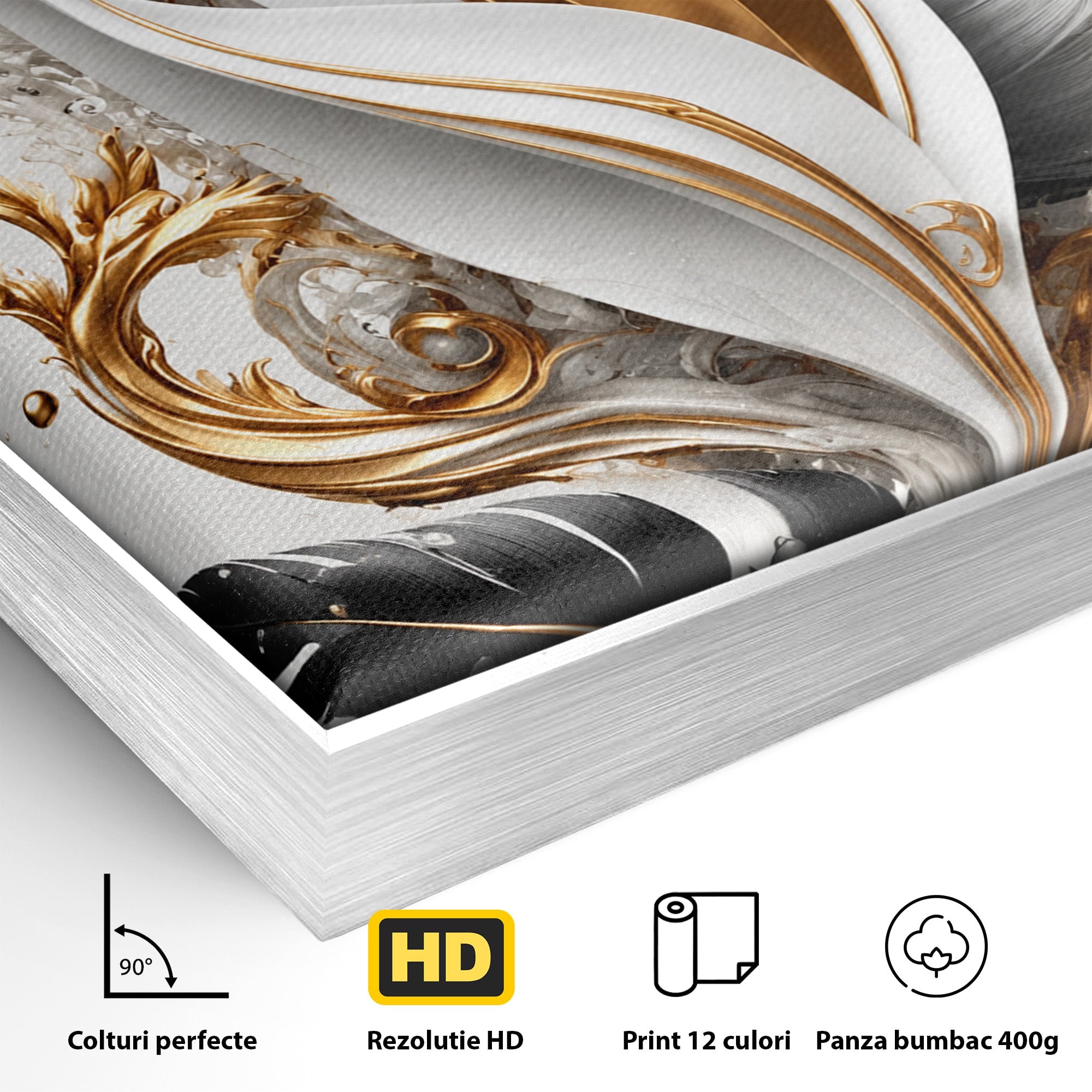 Tablou Canvas Premium LuxCanva® C1403, Armonie De Pene, Pene, Abstract, Eleganta, Arta Moderna, Living, Culori Vibrante