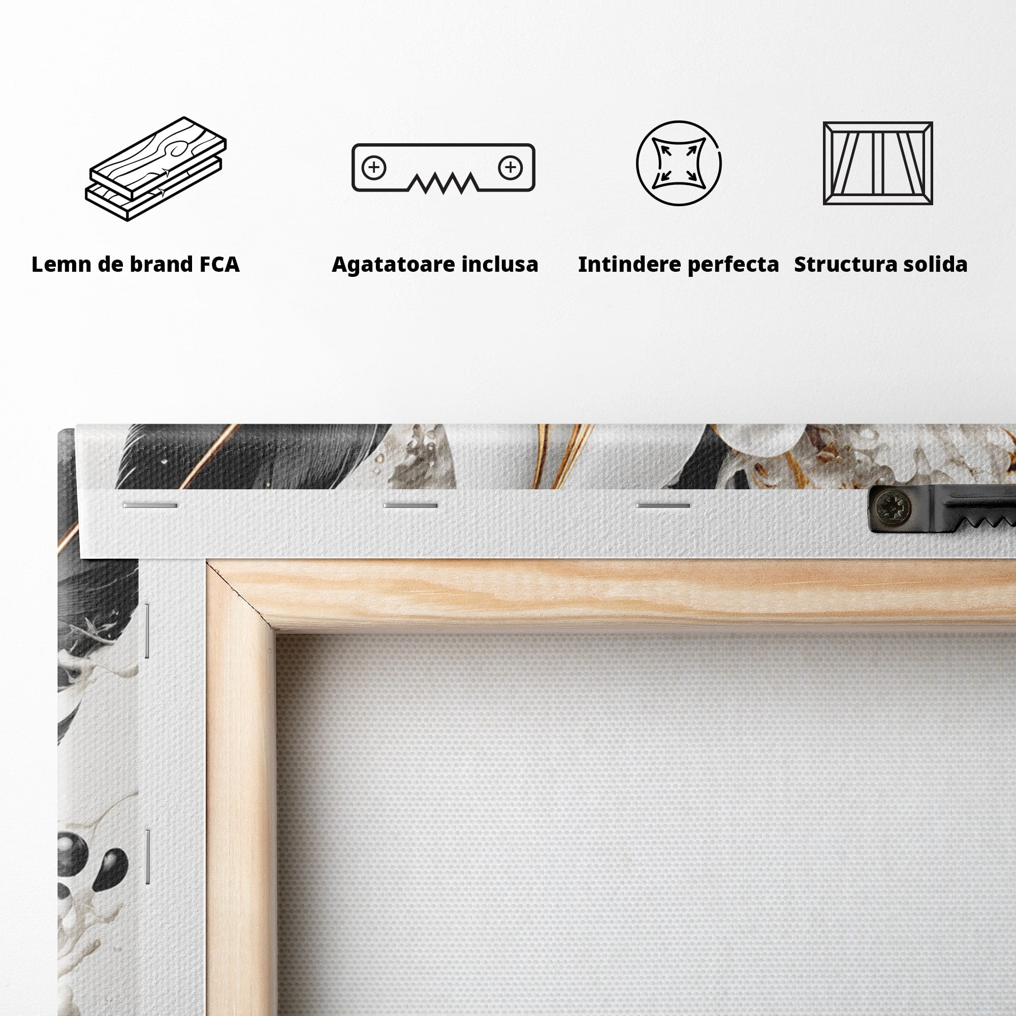 Tablou Canvas Premium LuxCanva® C1403, Armonie De Pene, Pene, Abstract, Eleganta, Arta Moderna, Living, Culori Vibrante