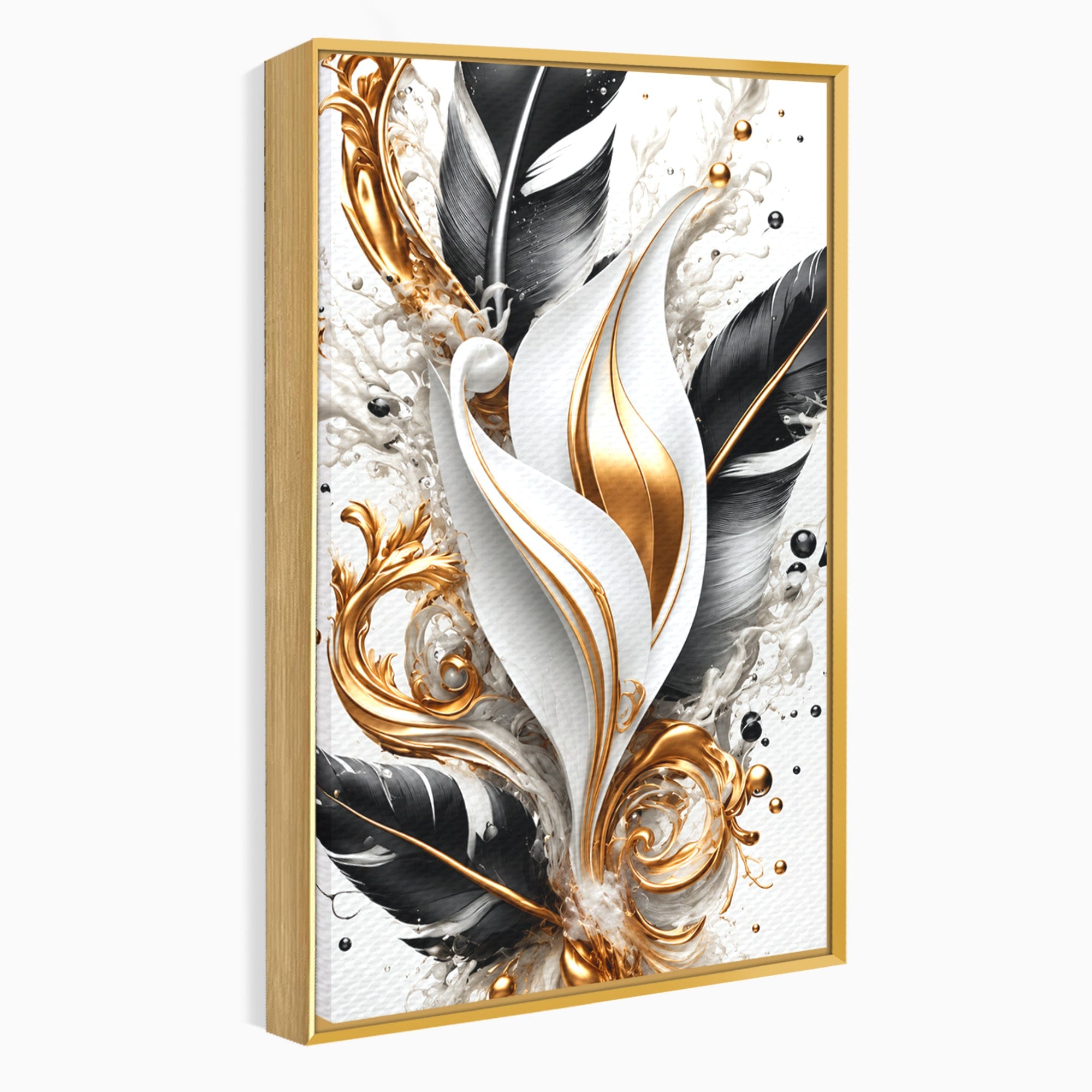 Tablou Canvas Premium LuxCanva® C1403, Armonie De Pene, Pene, Abstract, Eleganta, Arta Moderna, Living, Culori Vibrante