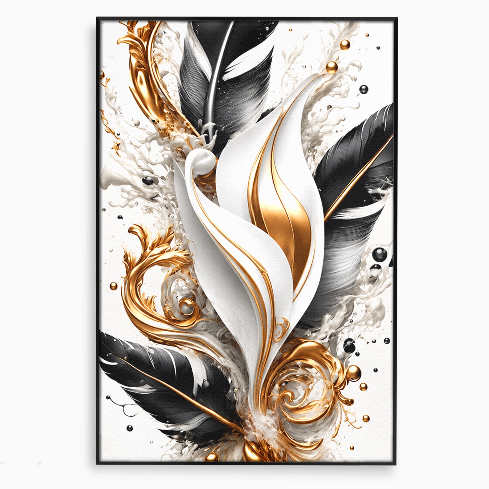 Tablou Canvas Premium LuxCanva® C1403, Armonie De Pene, Pene, Abstract, Eleganta, Arta Moderna, Living, Culori Vibrante