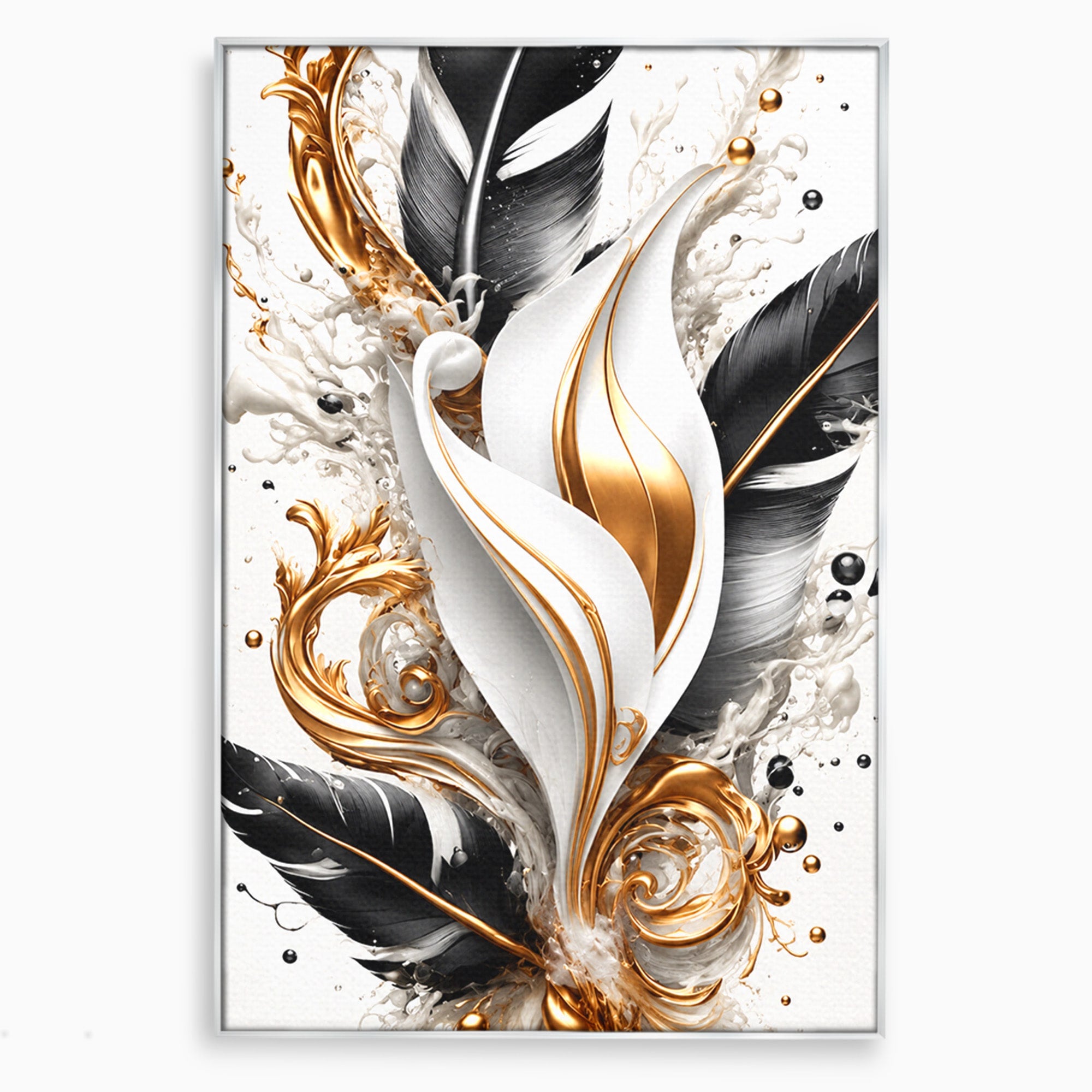 Tablou Canvas Premium LuxCanva® C1403, Armonie De Pene, Pene, Abstract, Eleganta, Arta Moderna, Living, Culori Vibrante