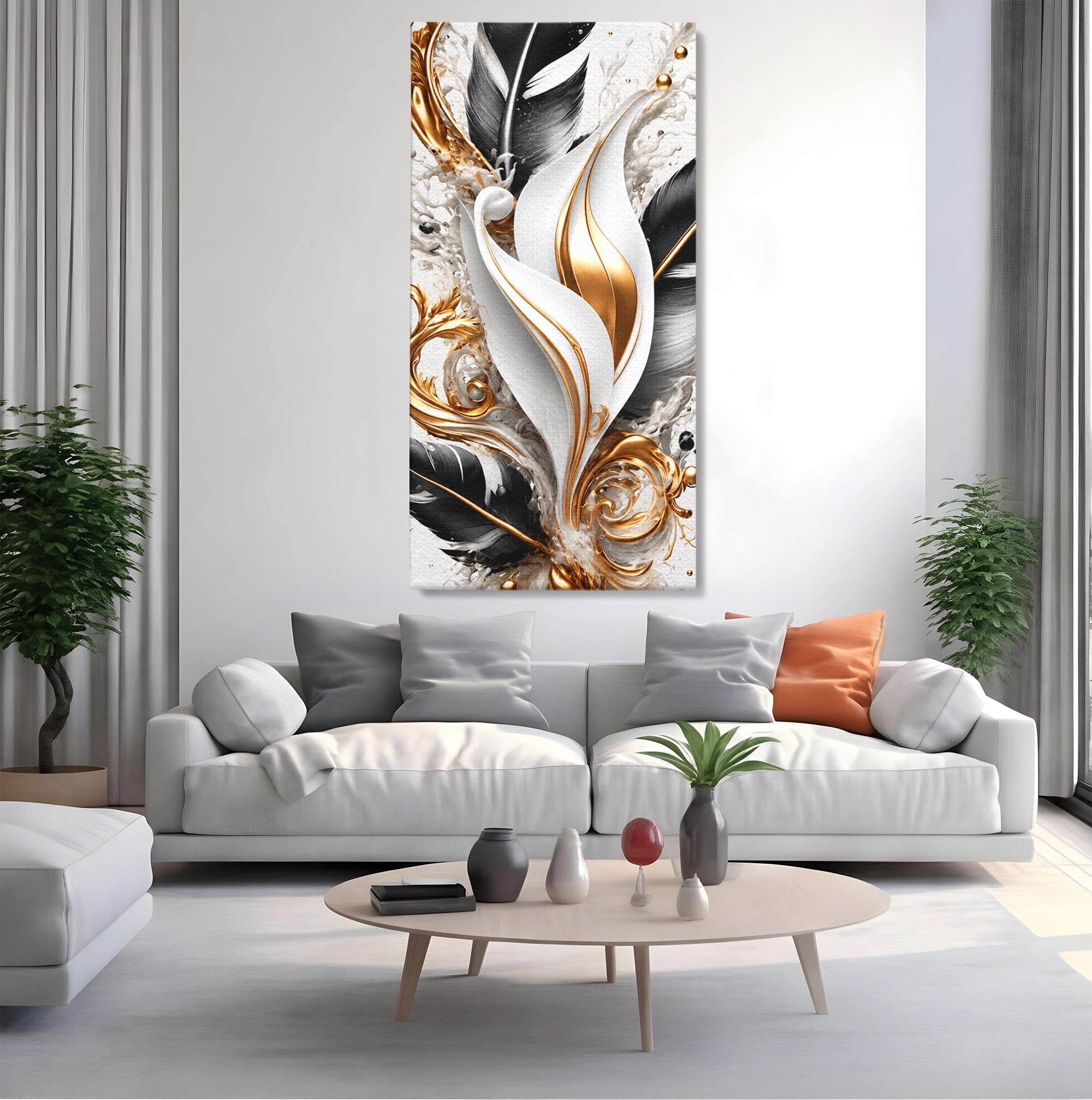 Tablou Canvas Premium LuxCanva® C1403, Armonie De Pene, Pene, Abstract, Eleganta, Arta Moderna, Living, Culori Vibrante