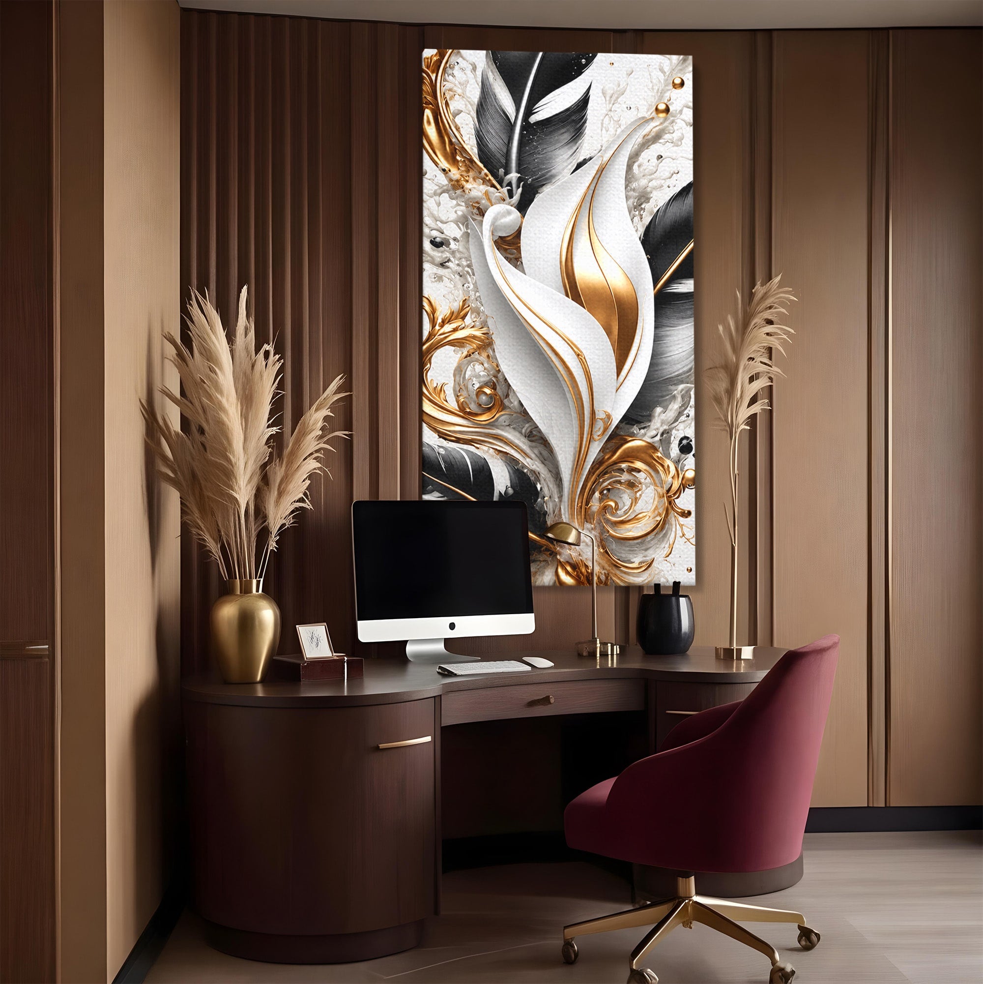 Tablou Canvas Premium LuxCanva® C1403, Armonie De Pene, Pene, Abstract, Eleganta, Arta Moderna, Living, Culori Vibrante