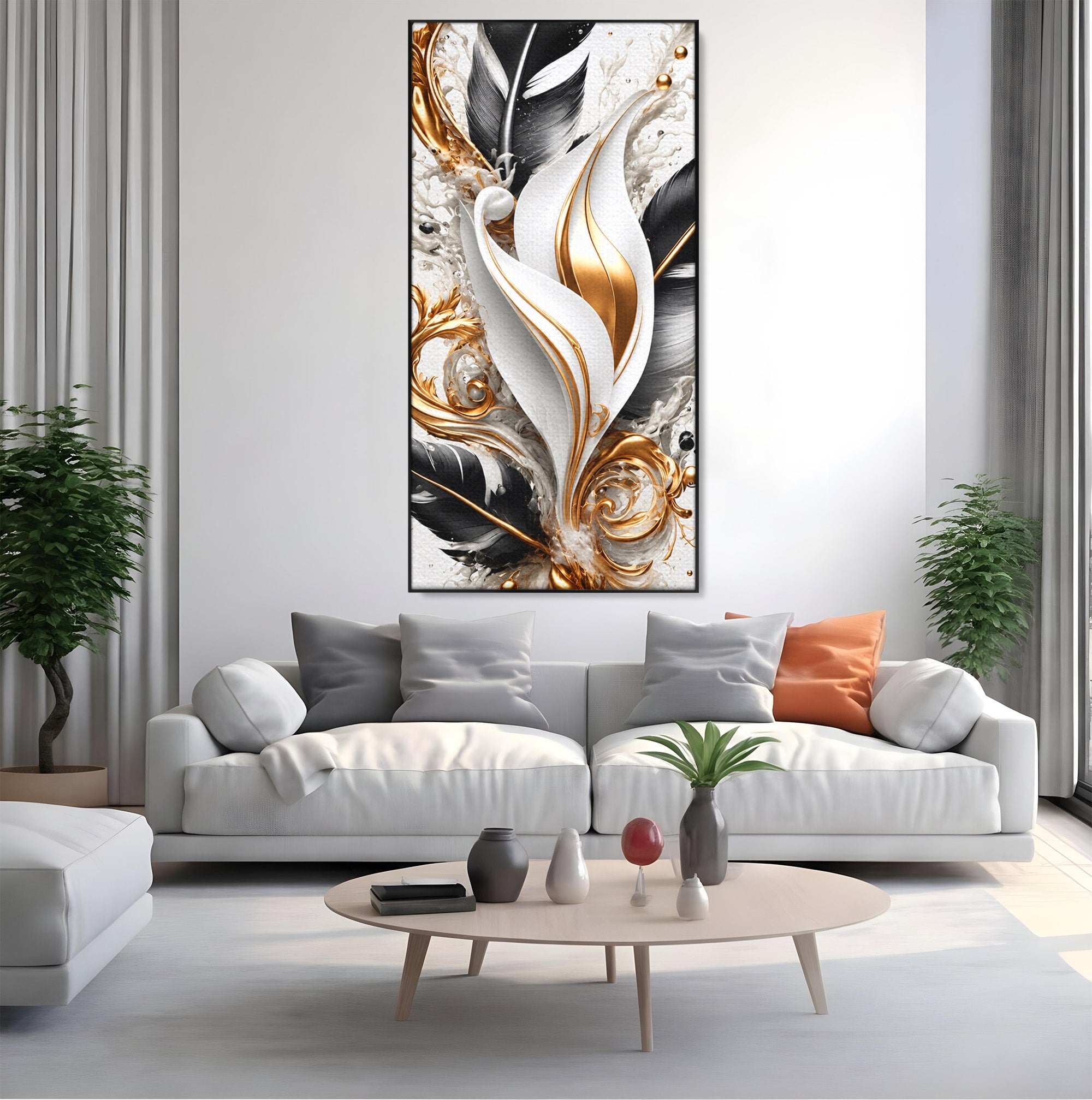 Tablou Canvas Premium LuxCanva® C1403, Armonie De Pene, Pene, Abstract, Eleganta, Arta Moderna, Living, Culori Vibrante