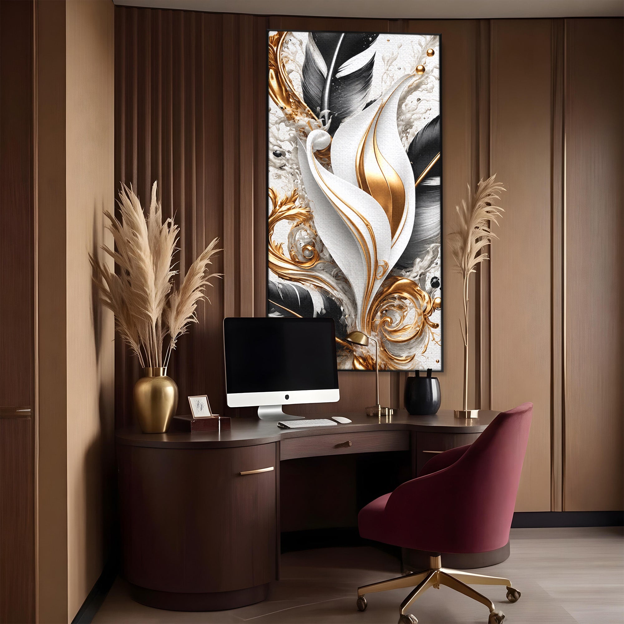 Tablou Canvas Premium LuxCanva® C1403, Armonie De Pene, Pene, Abstract, Eleganta, Arta Moderna, Living, Culori Vibrante
