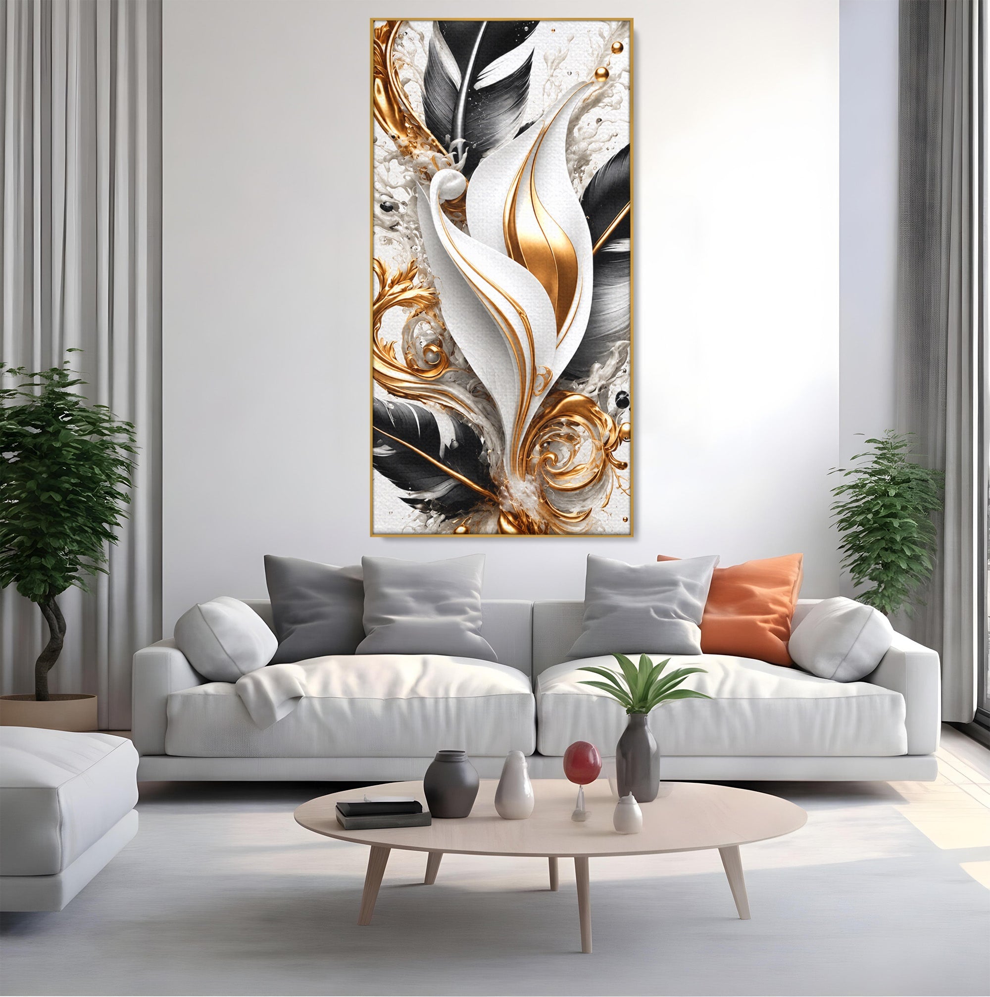 Tablou Canvas Premium LuxCanva® C1403, Armonie De Pene, Pene, Abstract, Eleganta, Arta Moderna, Living, Culori Vibrante