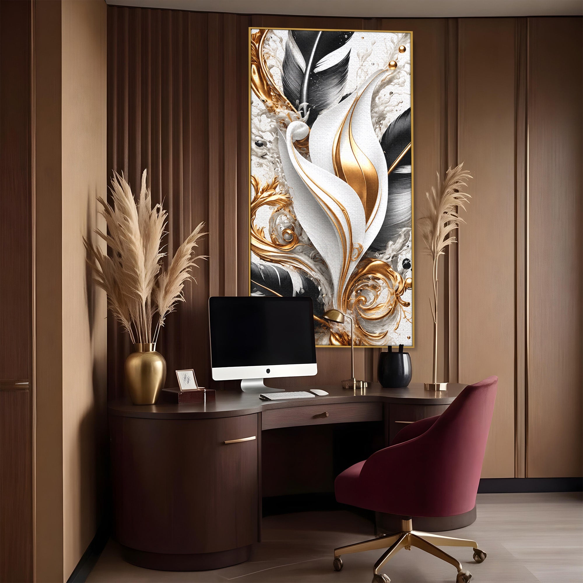 Tablou Canvas Premium LuxCanva® C1403, Armonie De Pene, Pene, Abstract, Eleganta, Arta Moderna, Living, Culori Vibrante