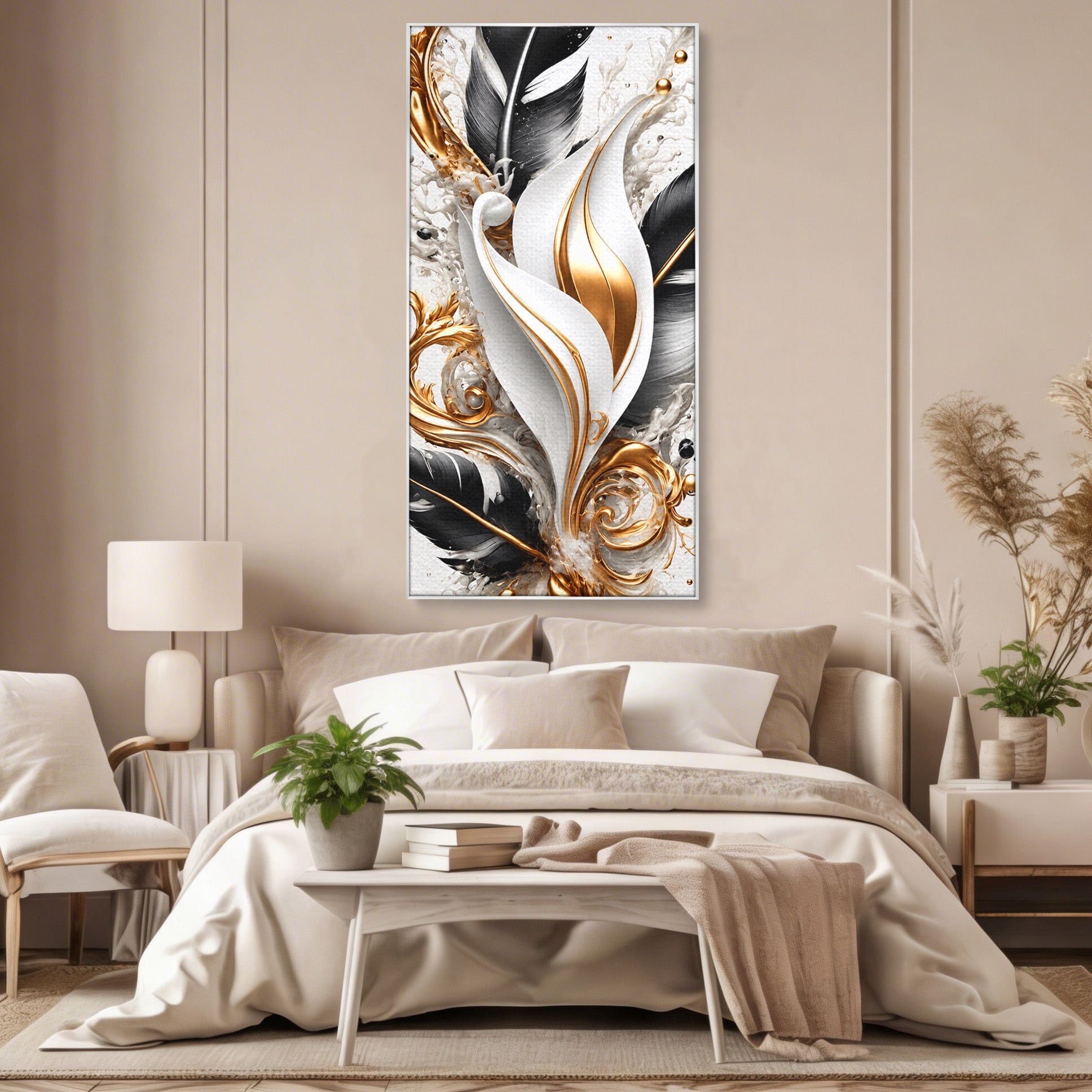 Tablou Canvas Premium LuxCanva® C1403, Armonie De Pene, Pene, Abstract, Eleganta, Arta Moderna, Living, Culori Vibrante