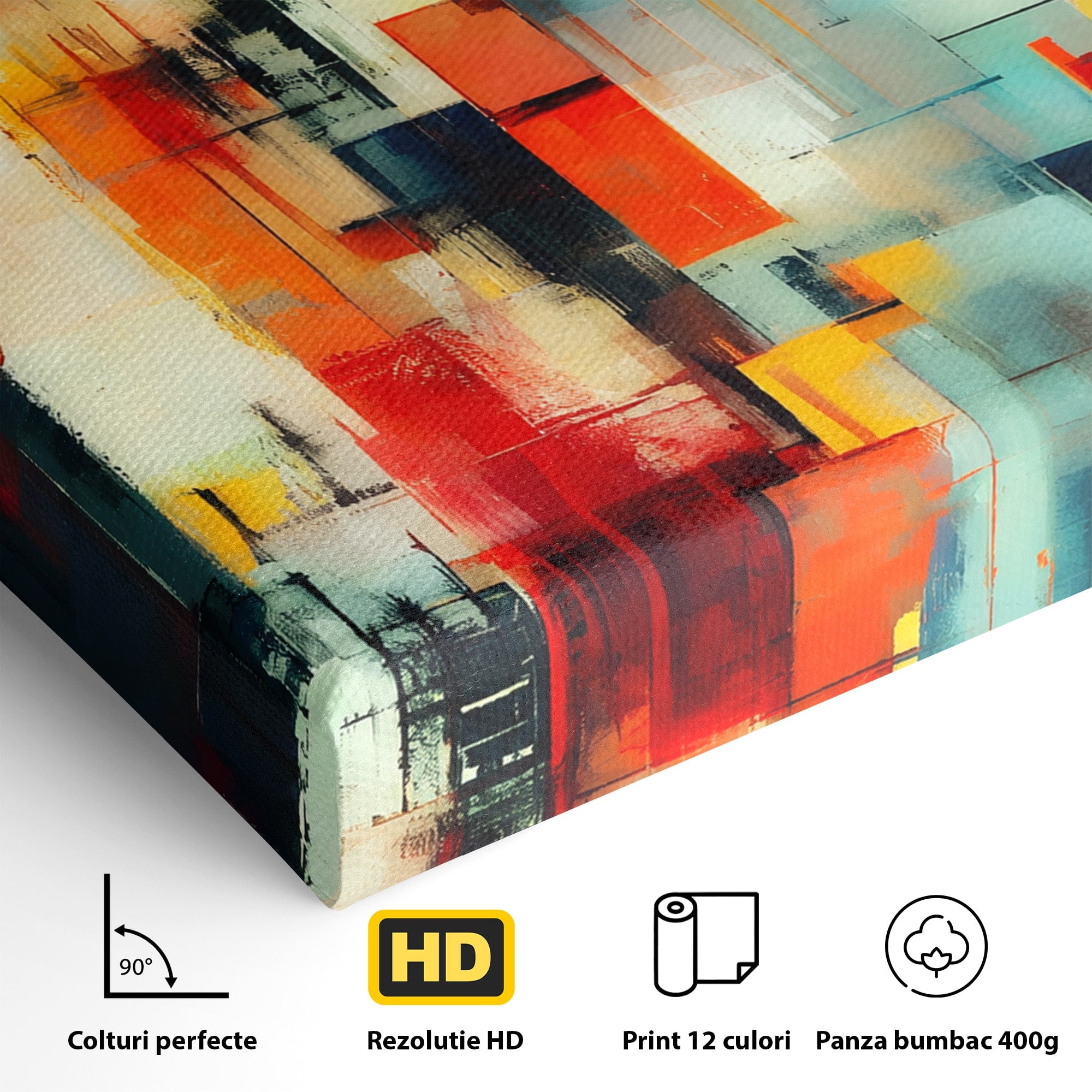 Tablou Canvas Premium LuxCanva® C1404, Abstract Geometric, Abstract, Geometric, Modern, Arta, Living, Birou, Culori Vibrante