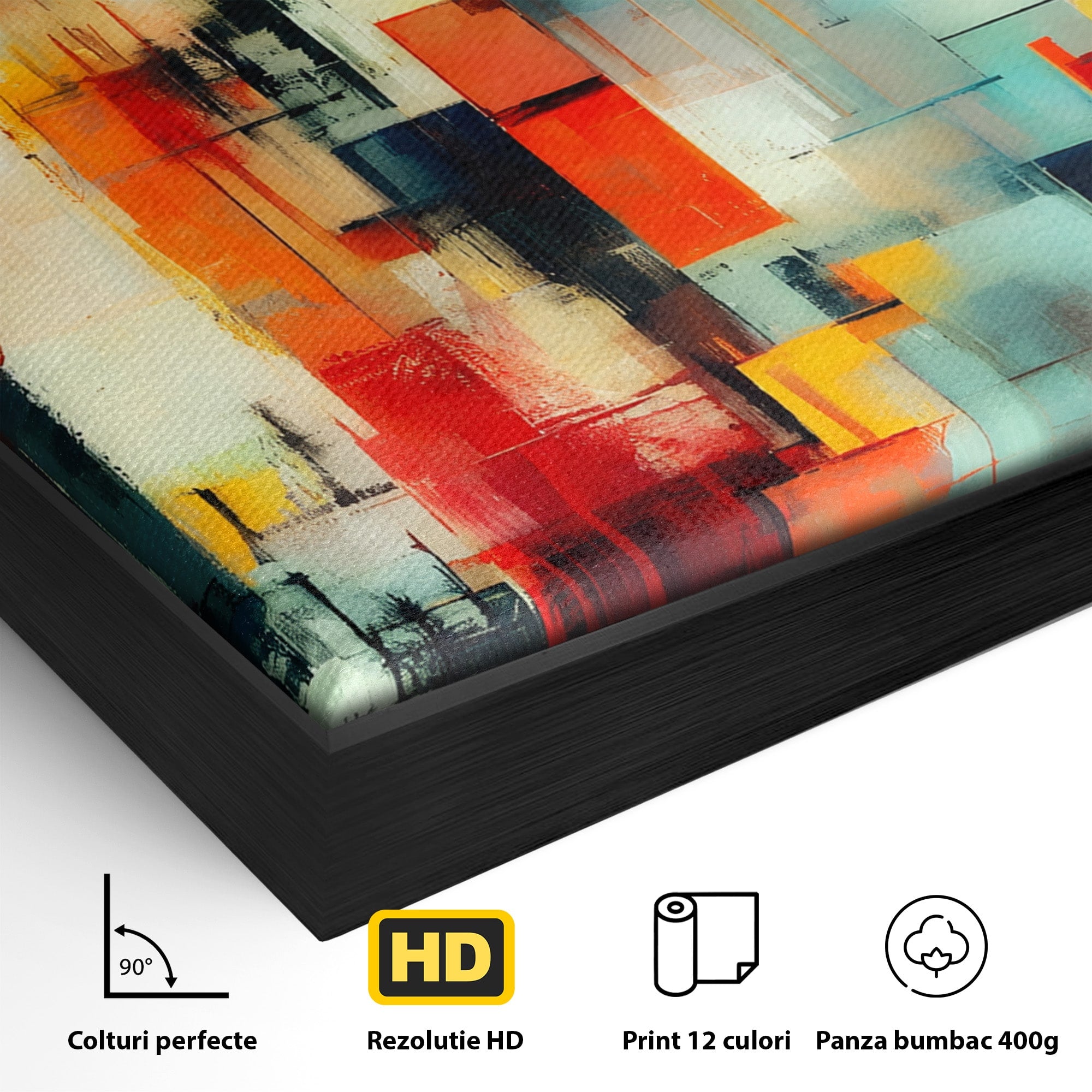 Tablou Canvas Premium LuxCanva® C1404, Abstract Geometric, Abstract, Geometric, Modern, Arta, Living, Birou, Culori Vibrante