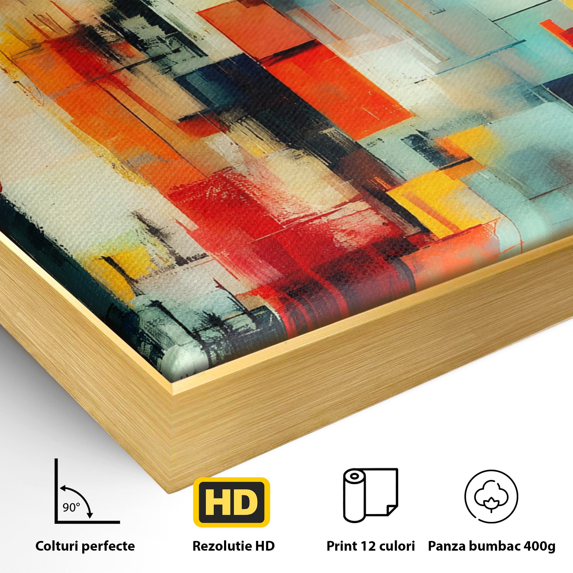 Tablou Canvas Premium LuxCanva® C1404, Abstract Geometric, Abstract, Geometric, Modern, Arta, Living, Birou, Culori Vibrante