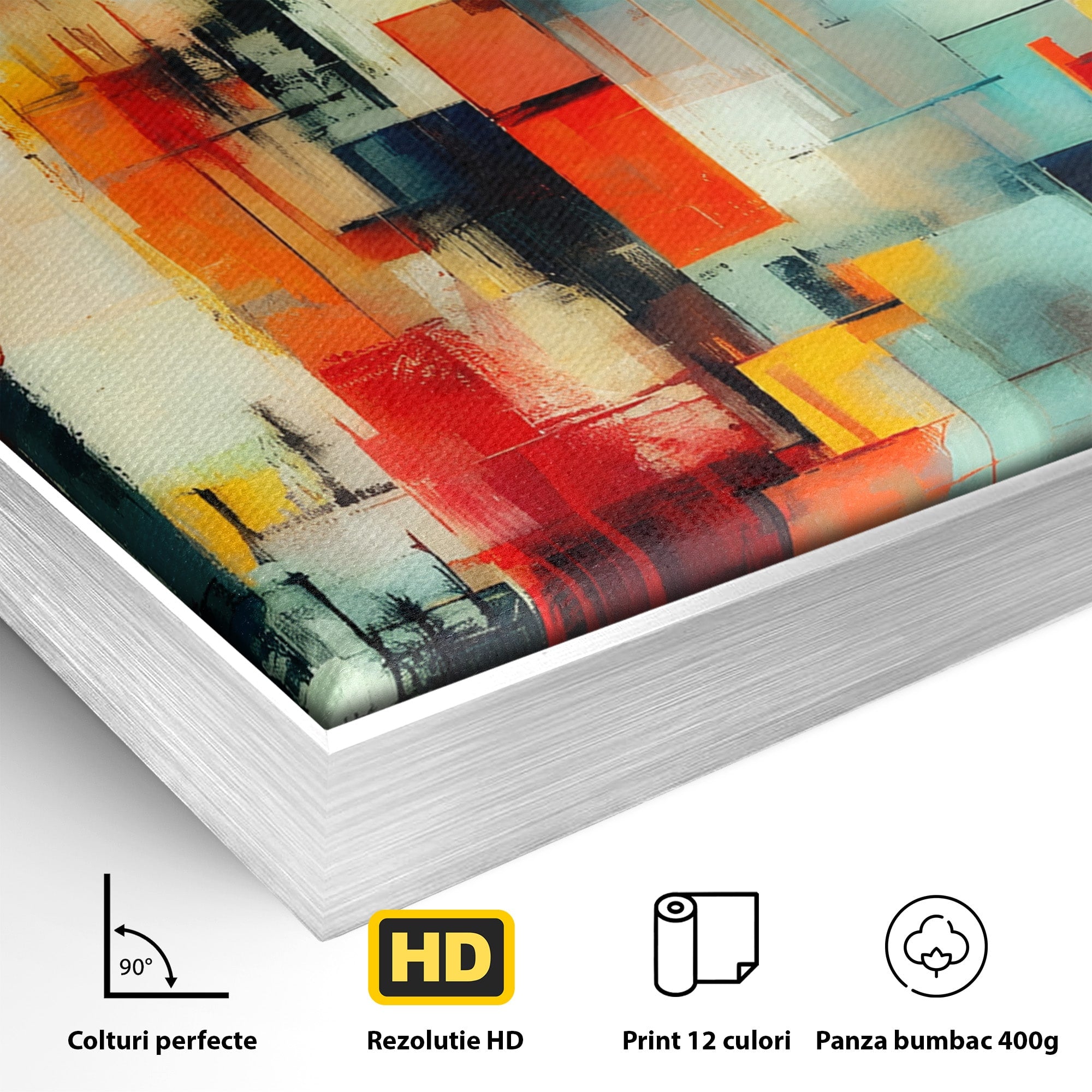 Tablou Canvas Premium LuxCanva® C1404, Abstract Geometric, Abstract, Geometric, Modern, Arta, Living, Birou, Culori Vibrante